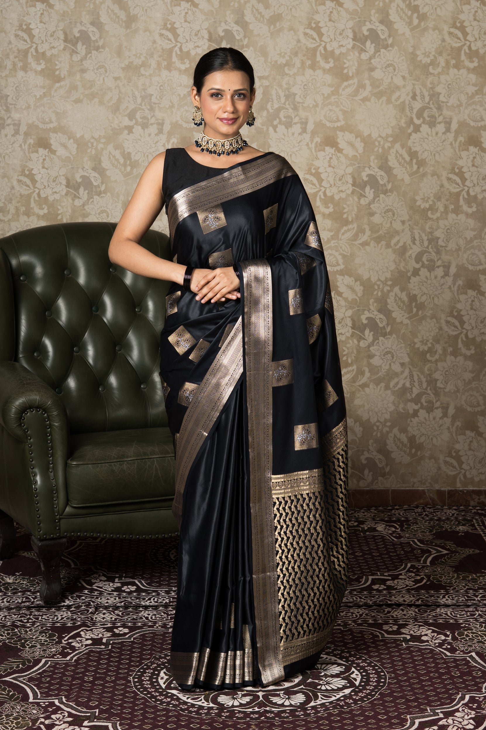 Black Katan Silk Banarasi Saree
