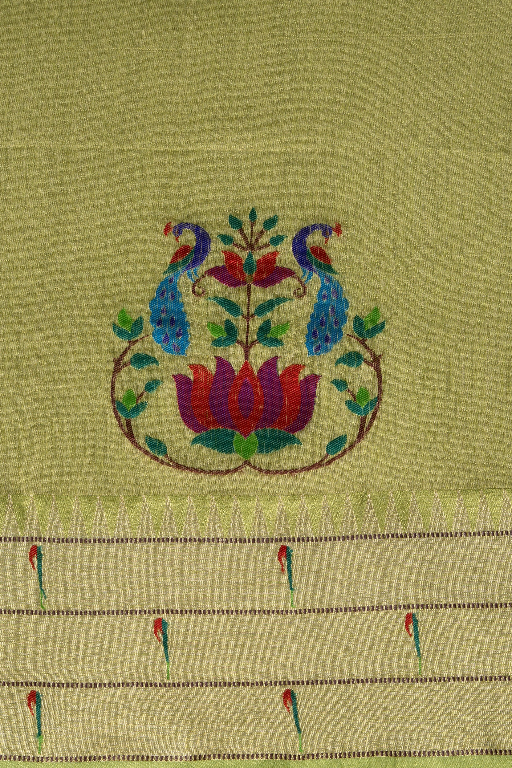 Green Tussar Silk Paithani Saree