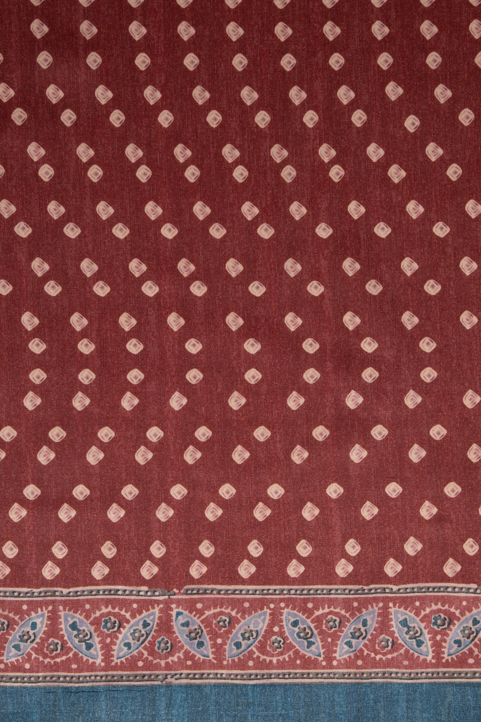 Blue Crepe Saree with Ajrak Print