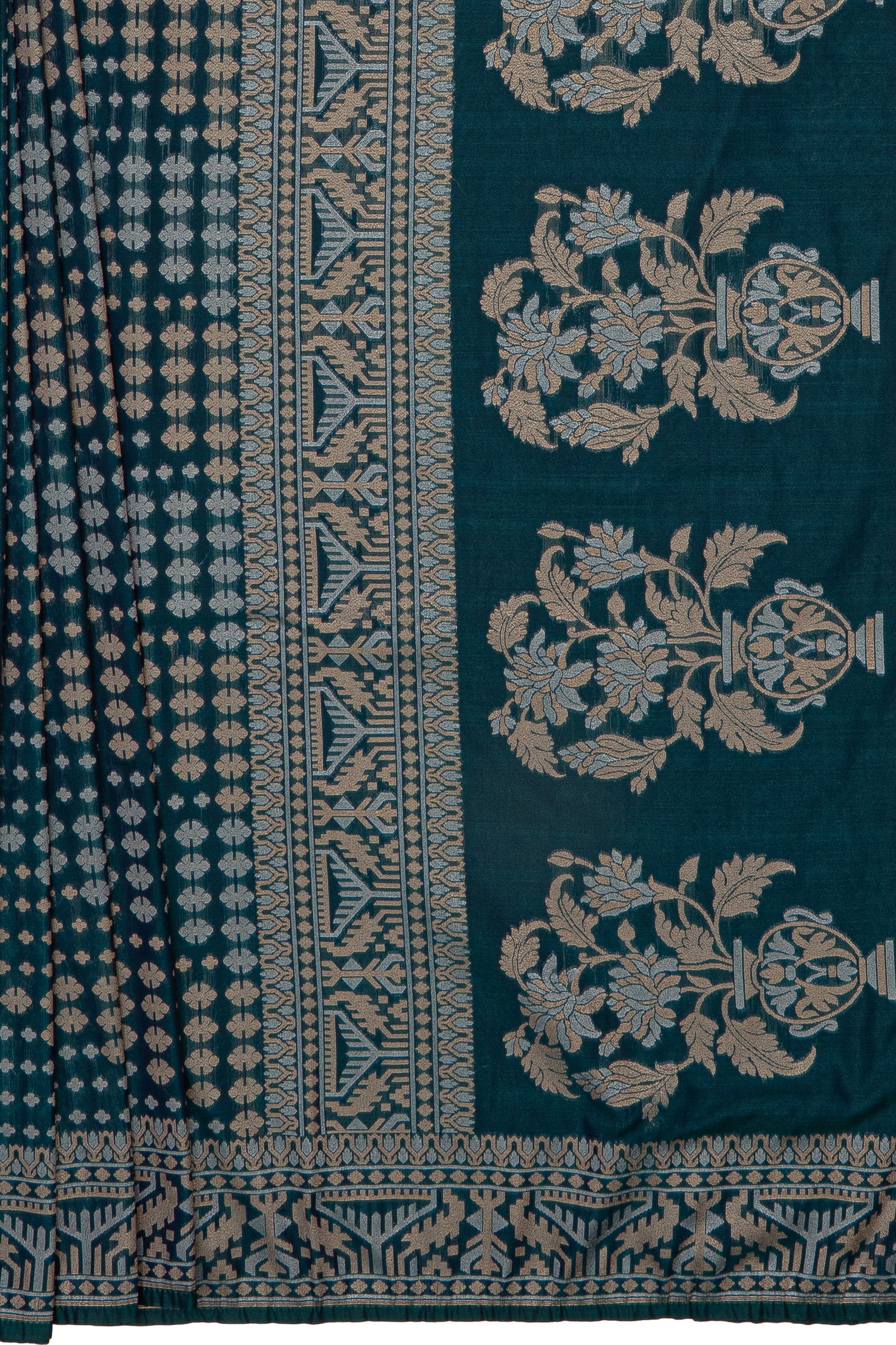 Peacock Blue Katan Silk Banarasi Saree