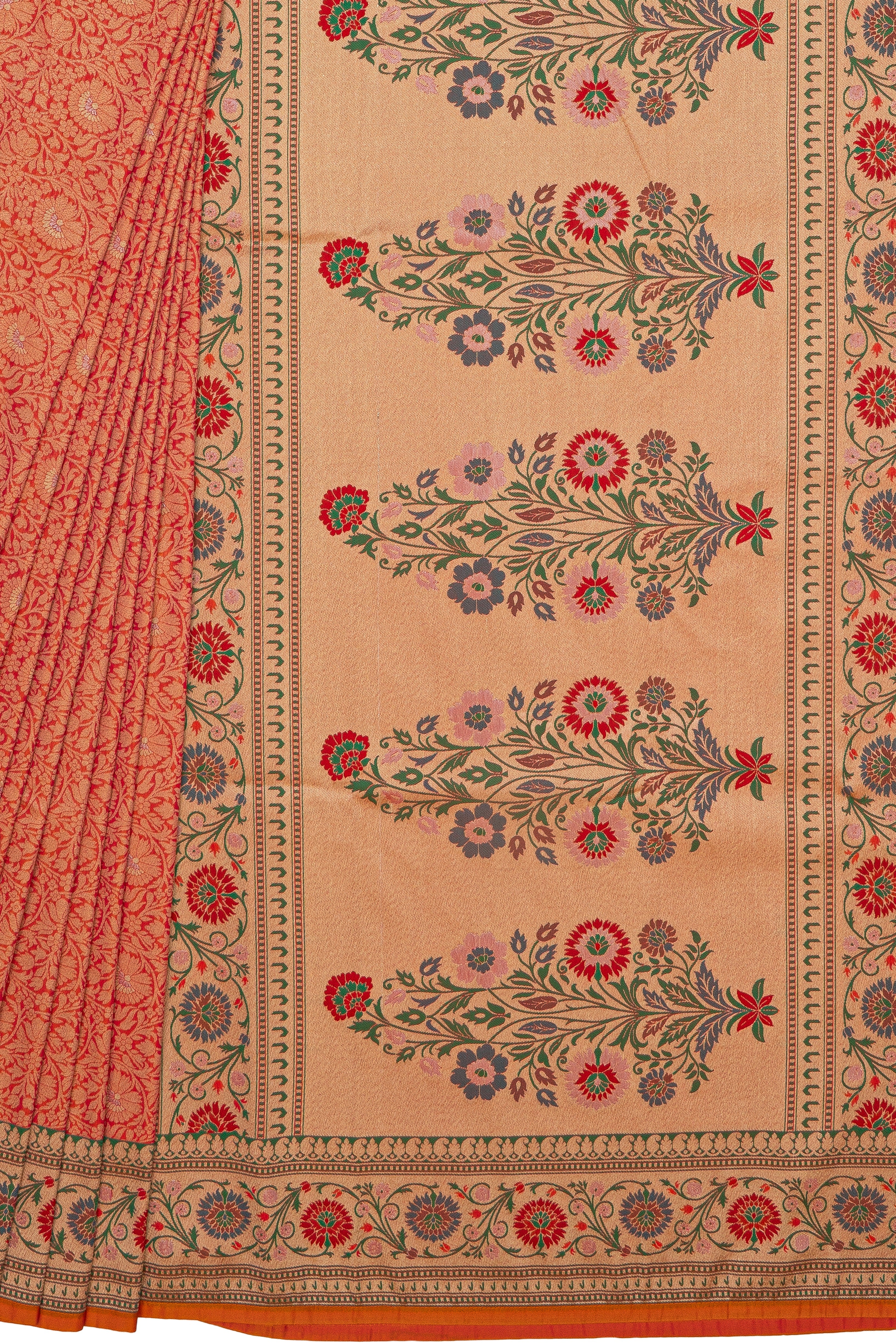 Orange Katan Silk Banarasi Brocade Saree