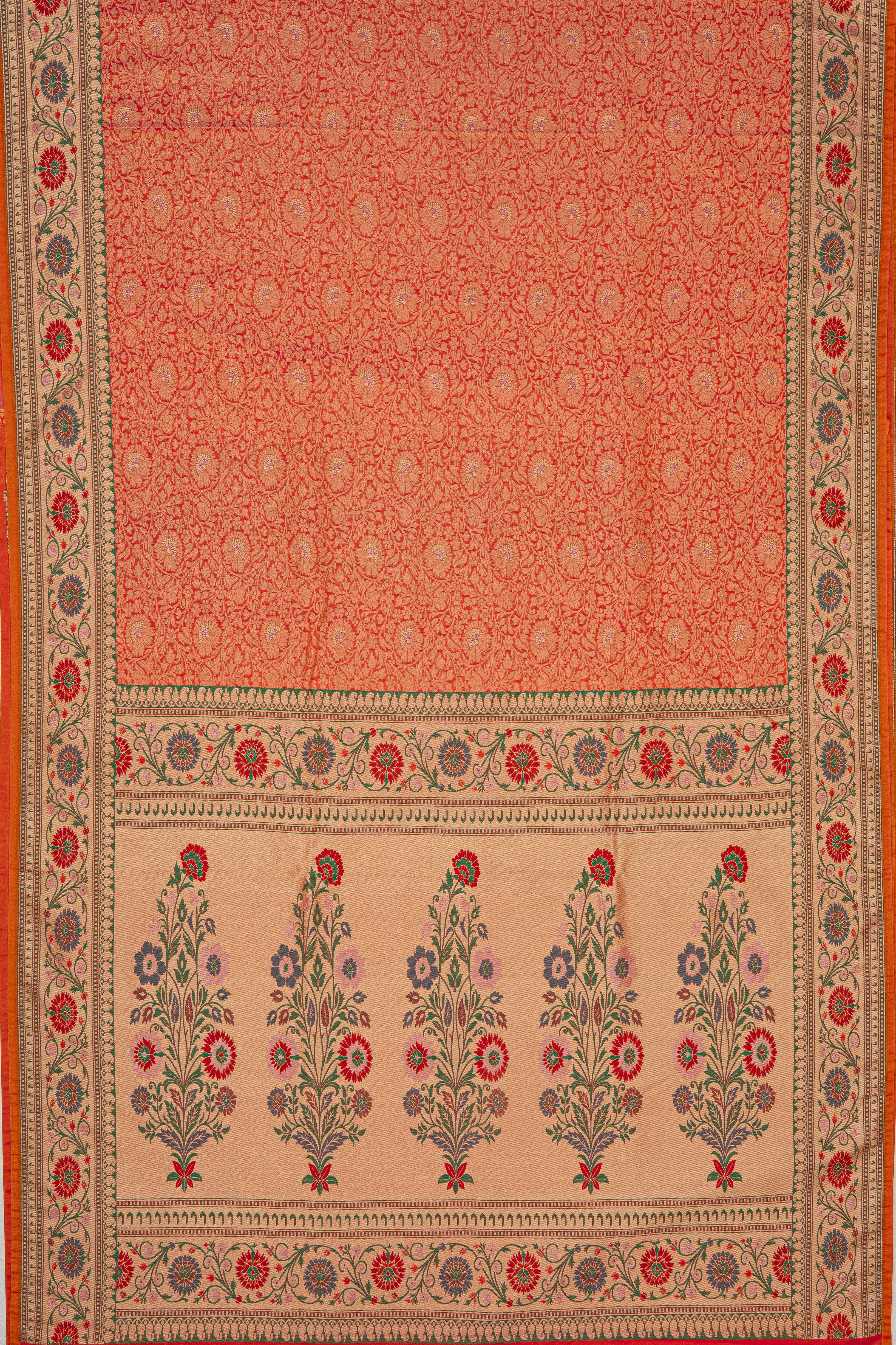 Orange Katan Silk Banarasi Brocade Saree