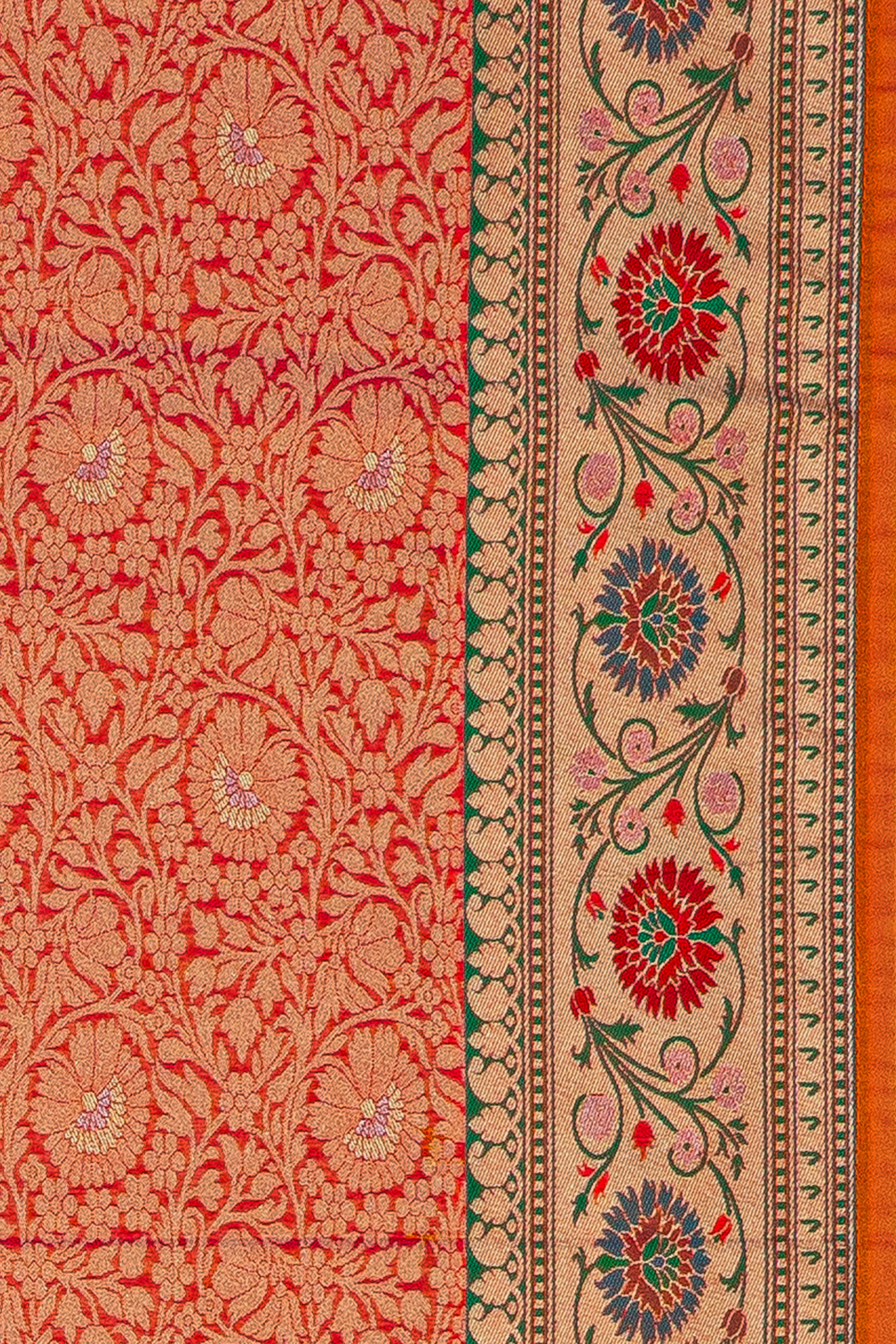 Orange Katan Silk Banarasi Brocade Saree