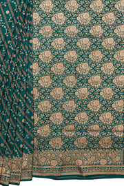 Peacock Green Katan Silk Banarasi Saree with Jaal pattern