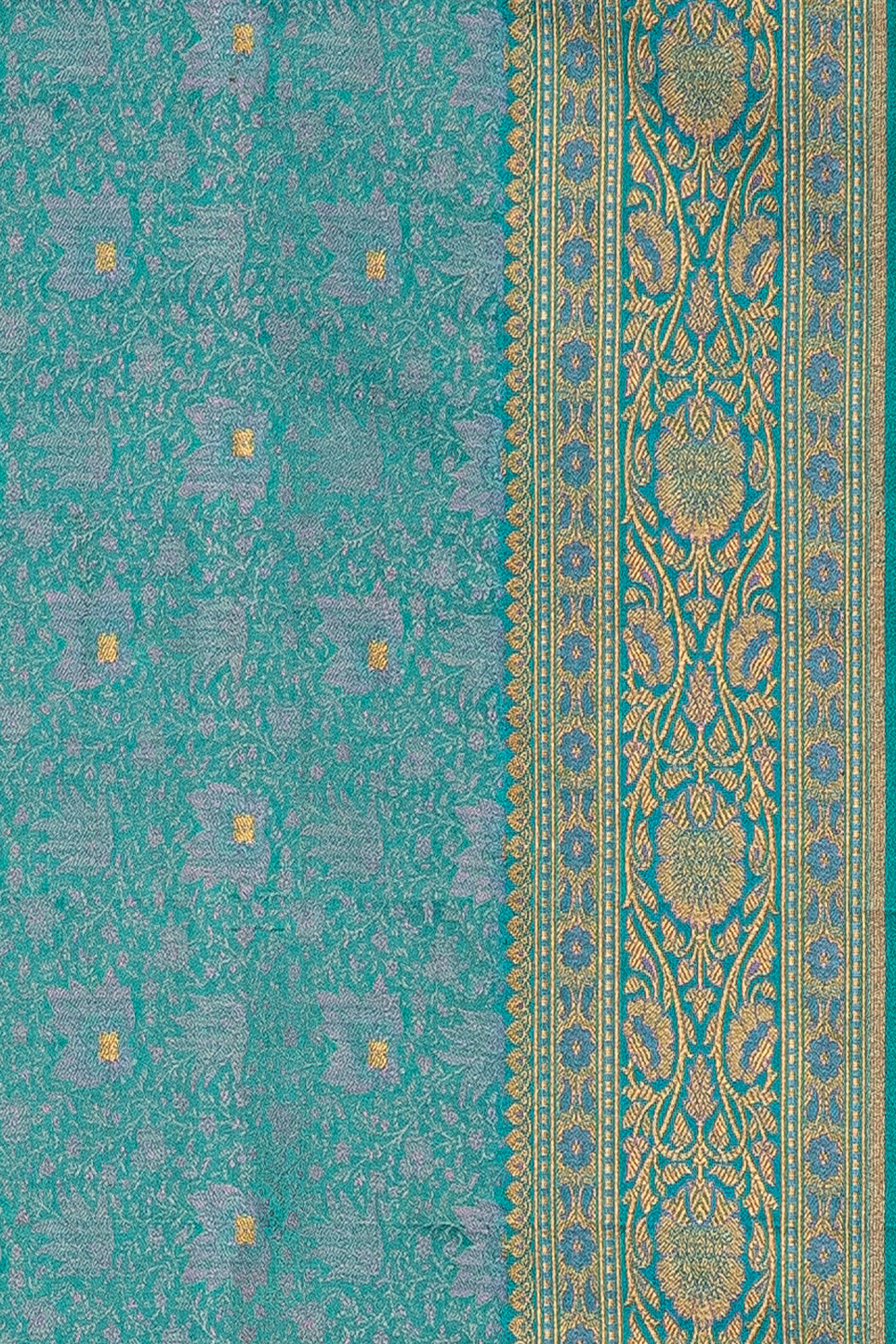Sea Green Katan Silk Banarasi Saree with Jamawar motifs