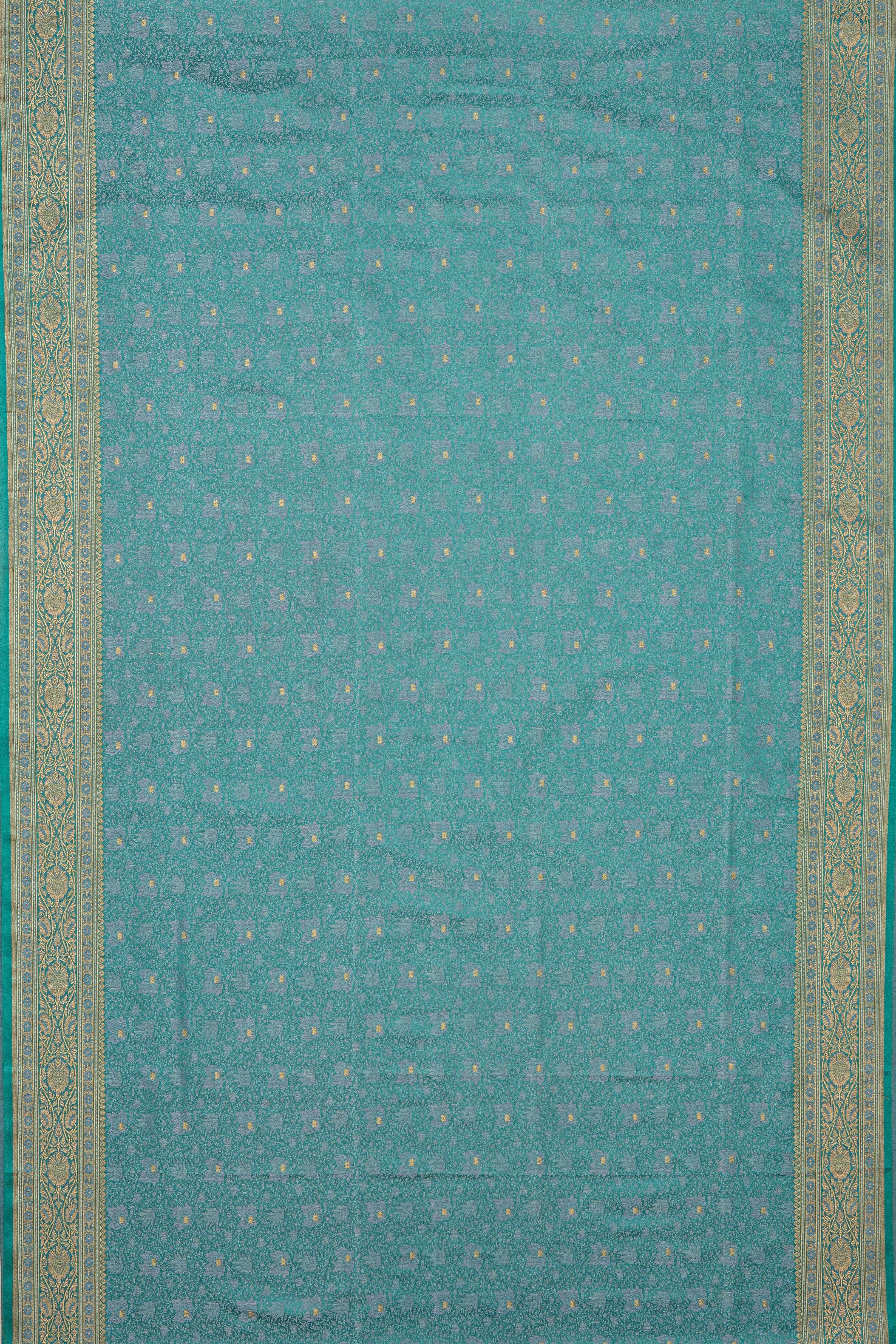 Sea Green Katan Silk Banarasi Saree with Jamawar motifs