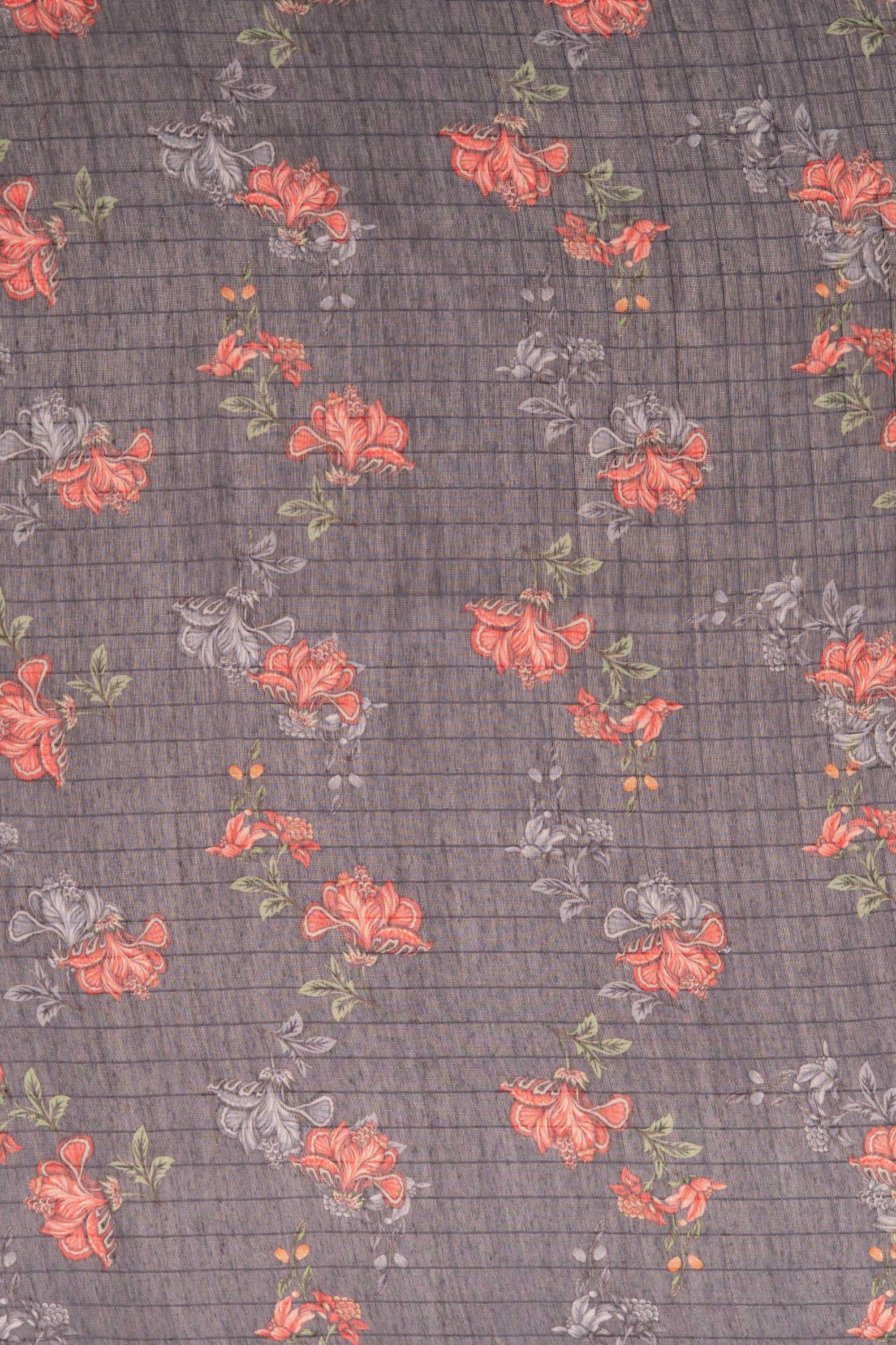 Dark Grey Maheshwari Cotton Saree