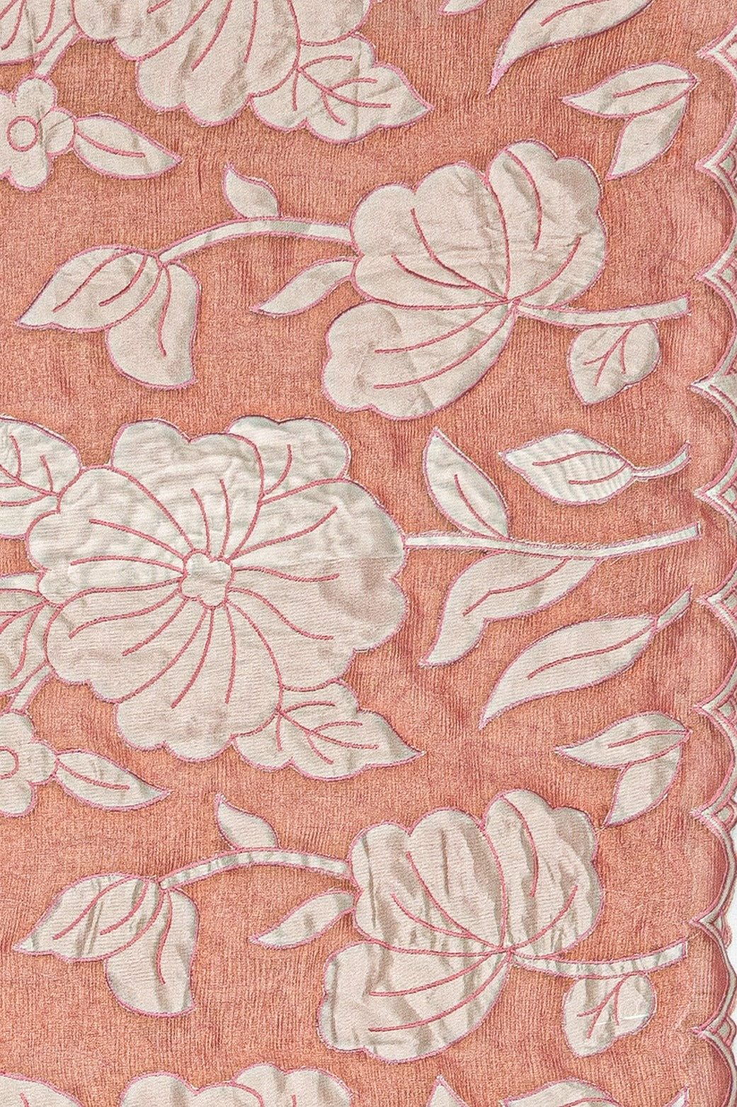 Rose Gold Organza Saree with Floral patchwork