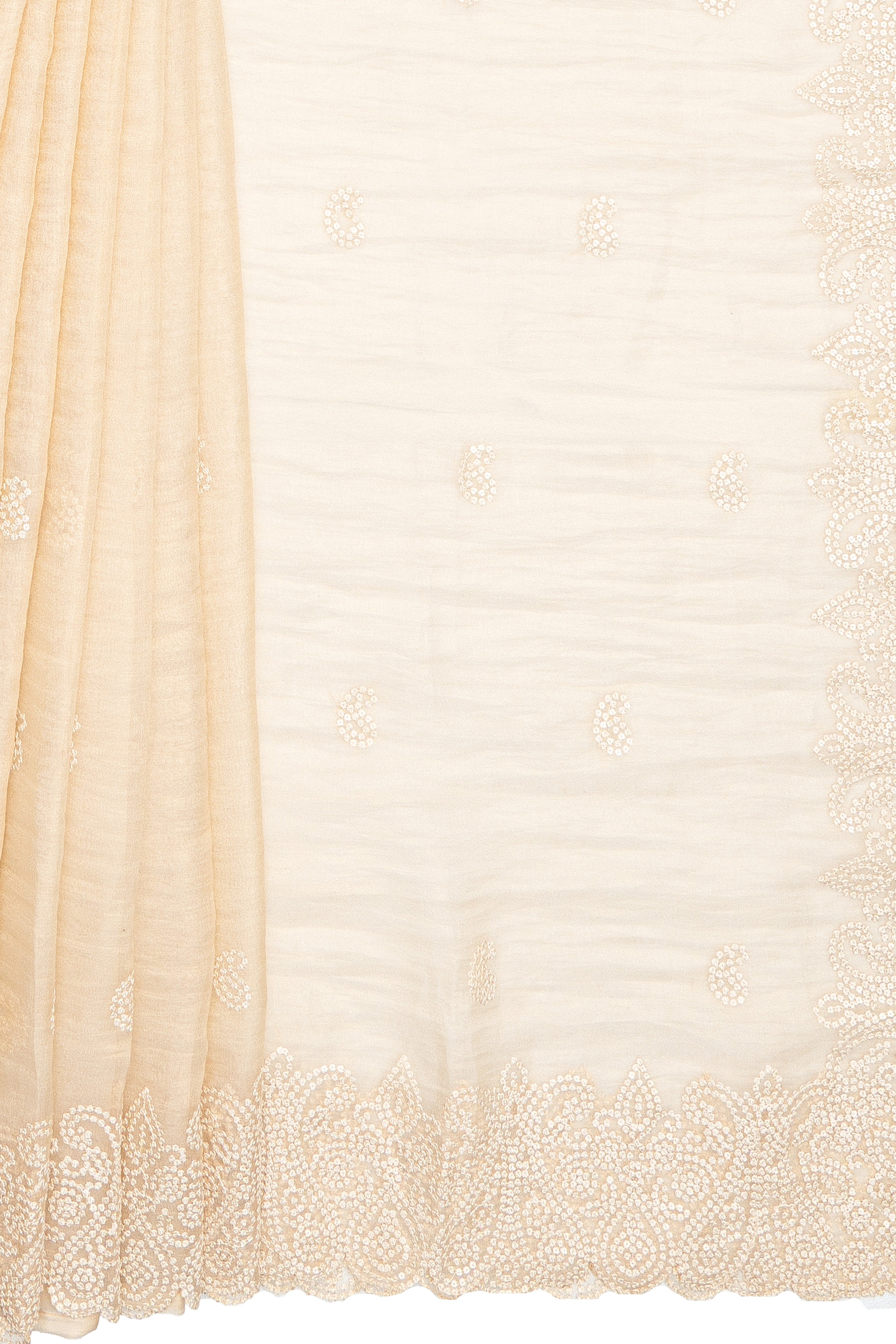White Organza Saree with Sequins