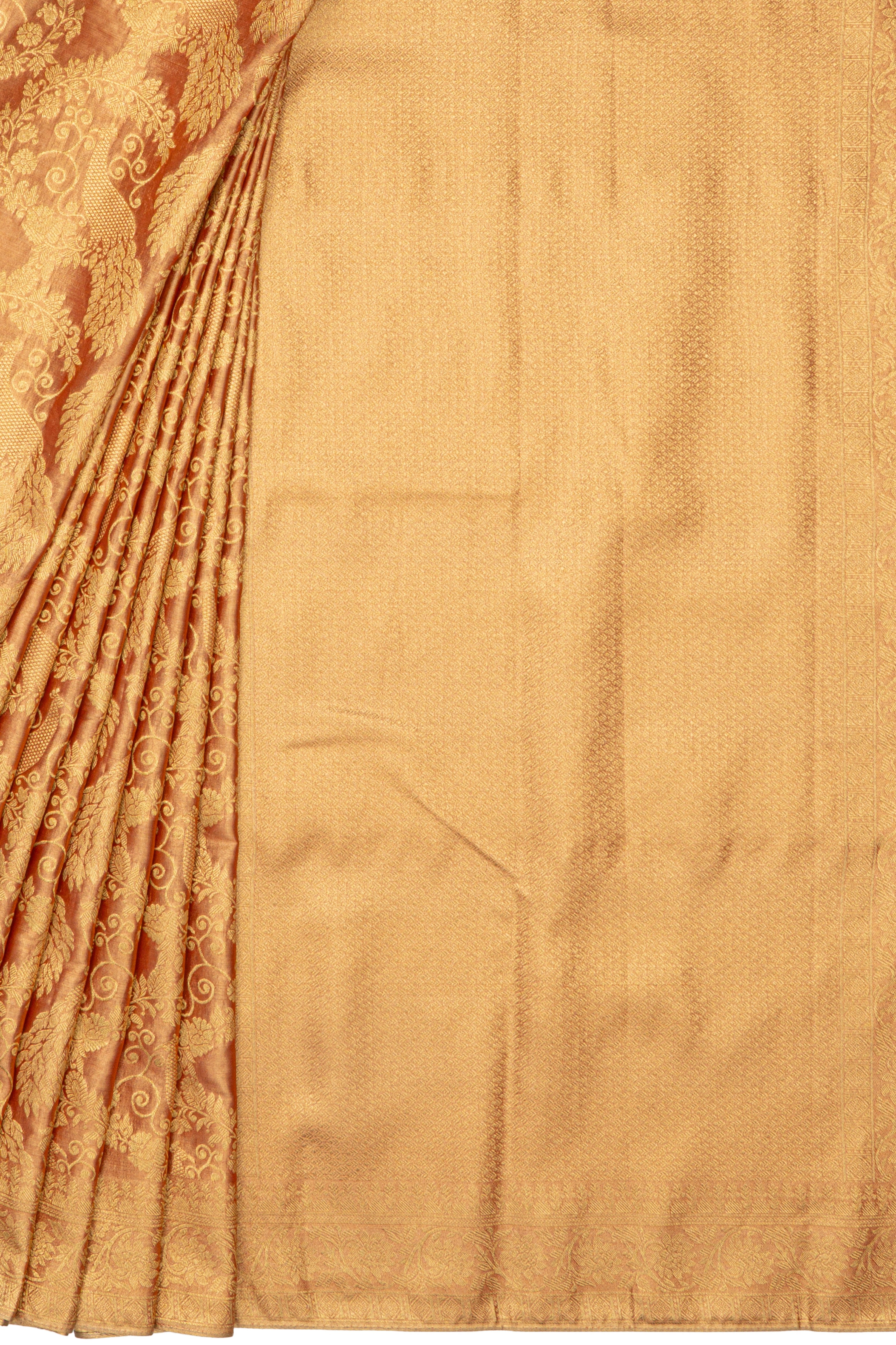 Orange Tissue Silk Kanjivaram Brocade Saree
