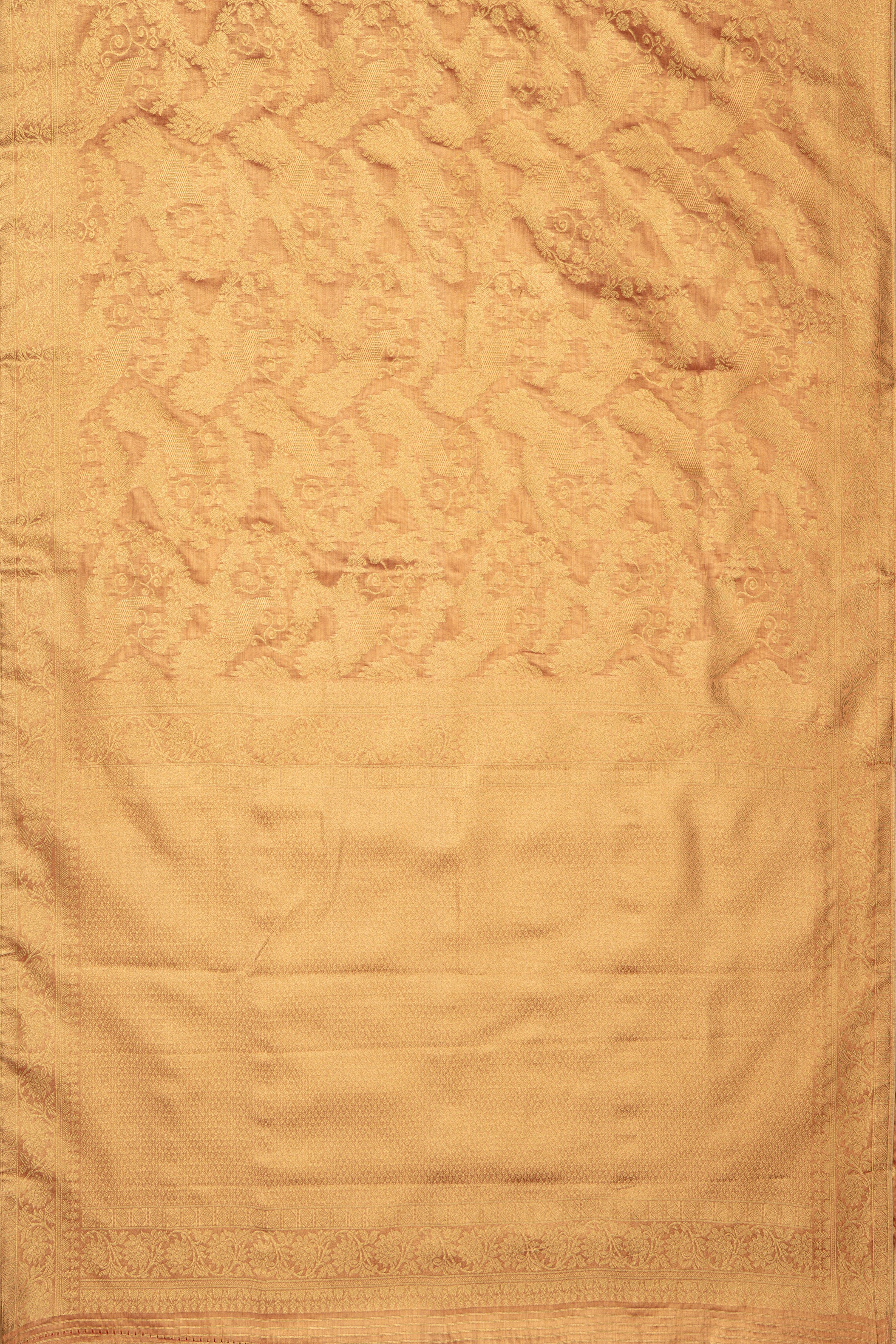 Orange Tissue Silk Kanjivaram Brocade Saree