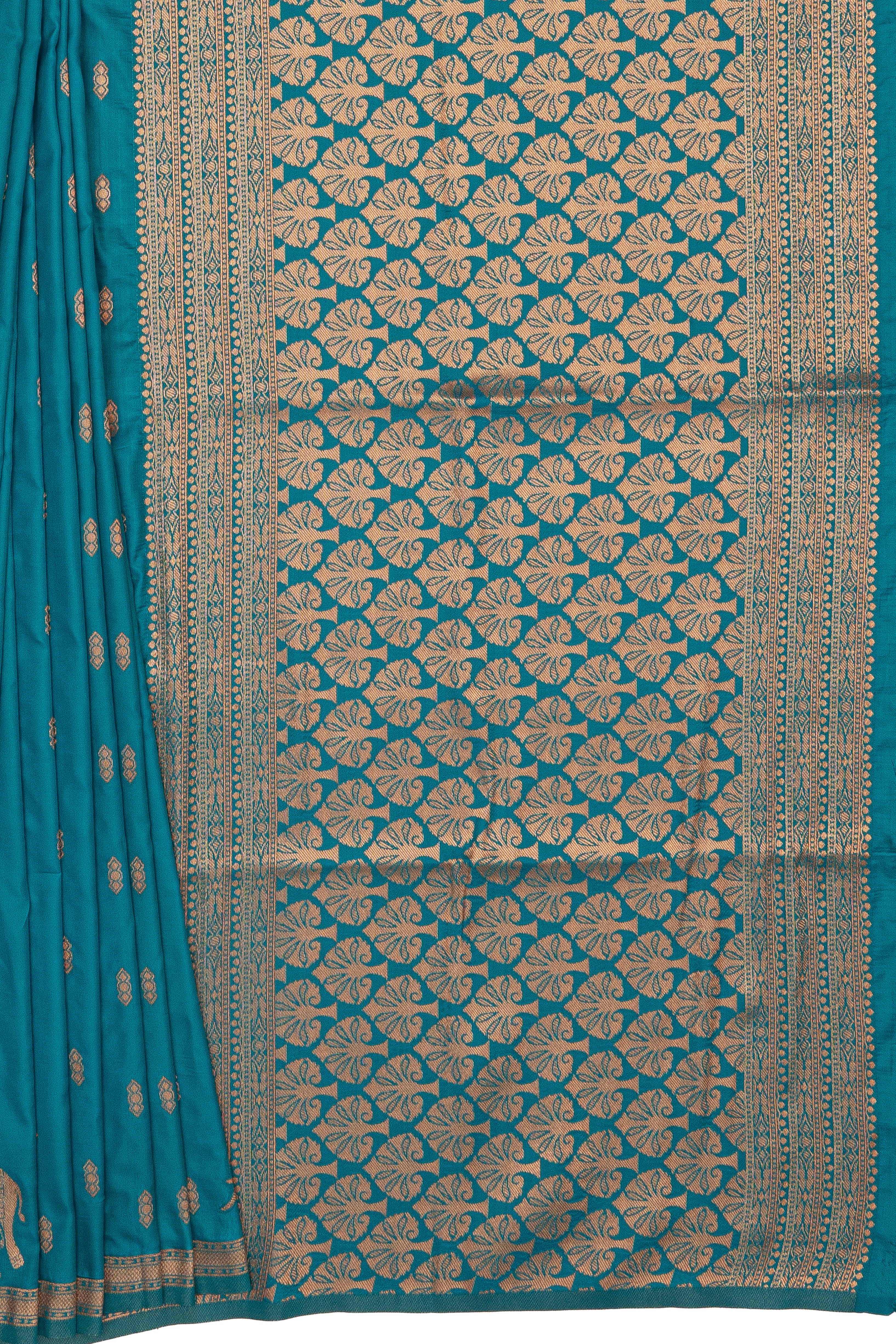 Sea Blue Katan Silk Banarasi Saree