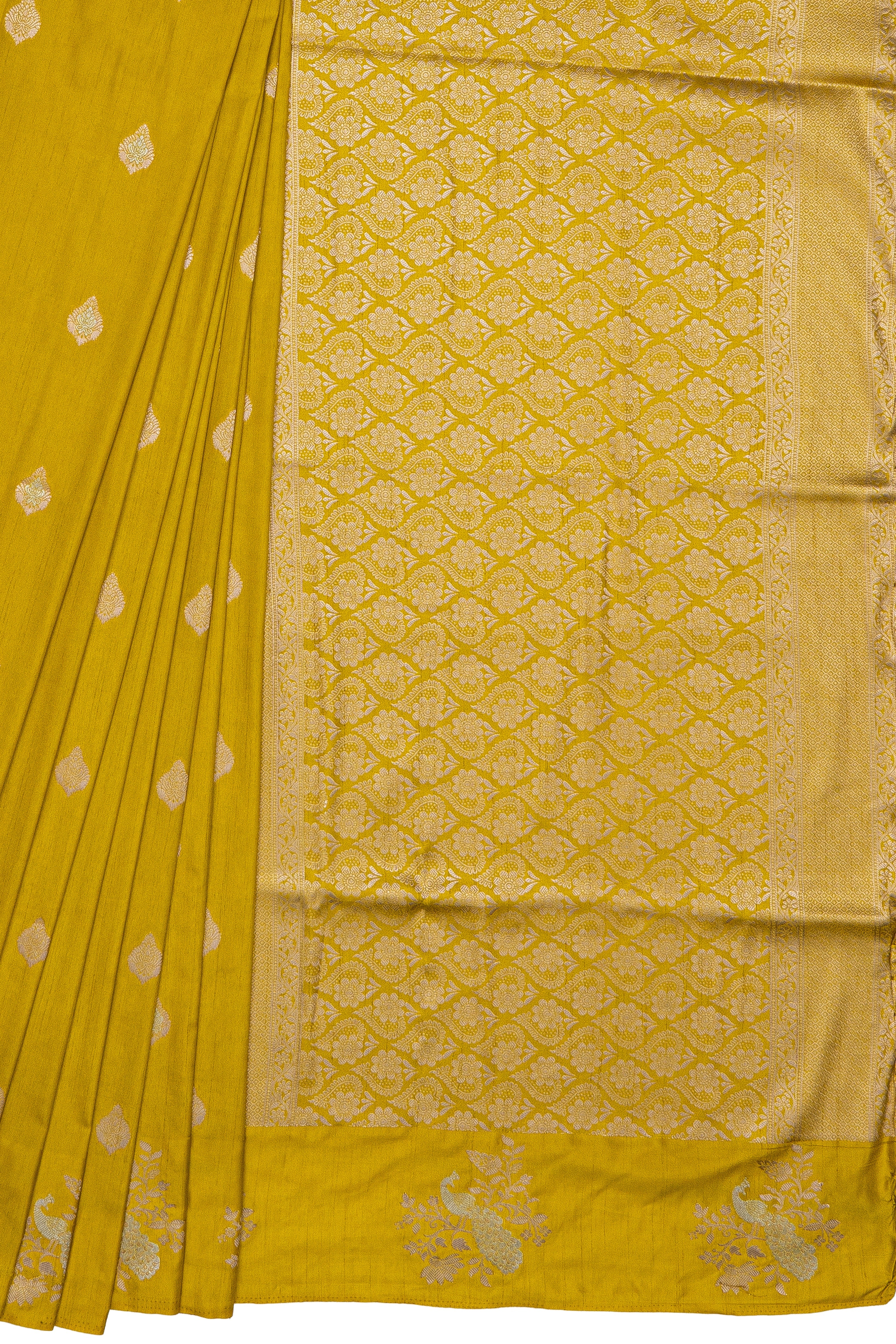 Yellow Dupion Silk Banarasi Saree