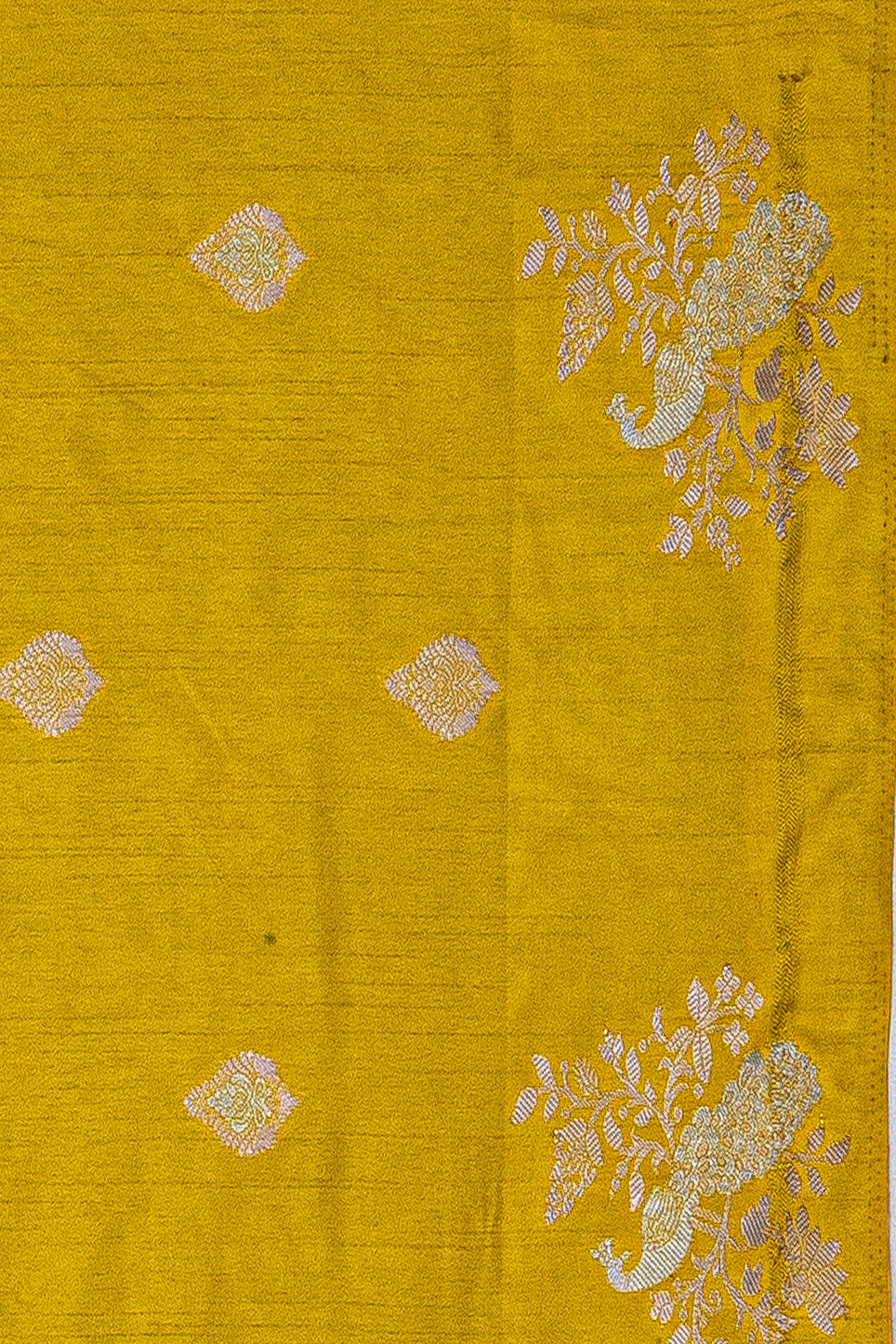 Yellow Dupion Silk Banarasi Saree