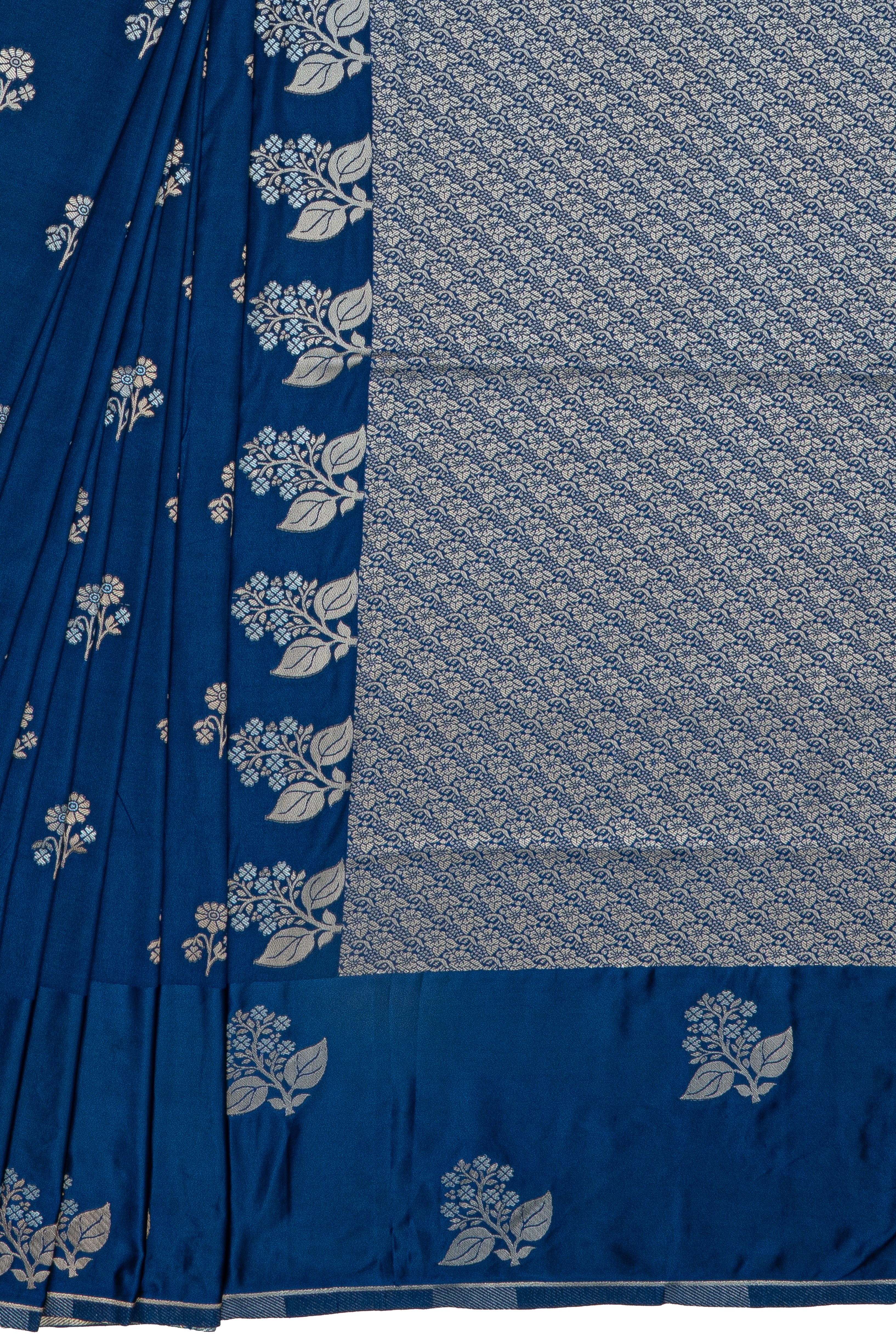 Midnight Blue Dola Silk Saree with a Soft Silk border