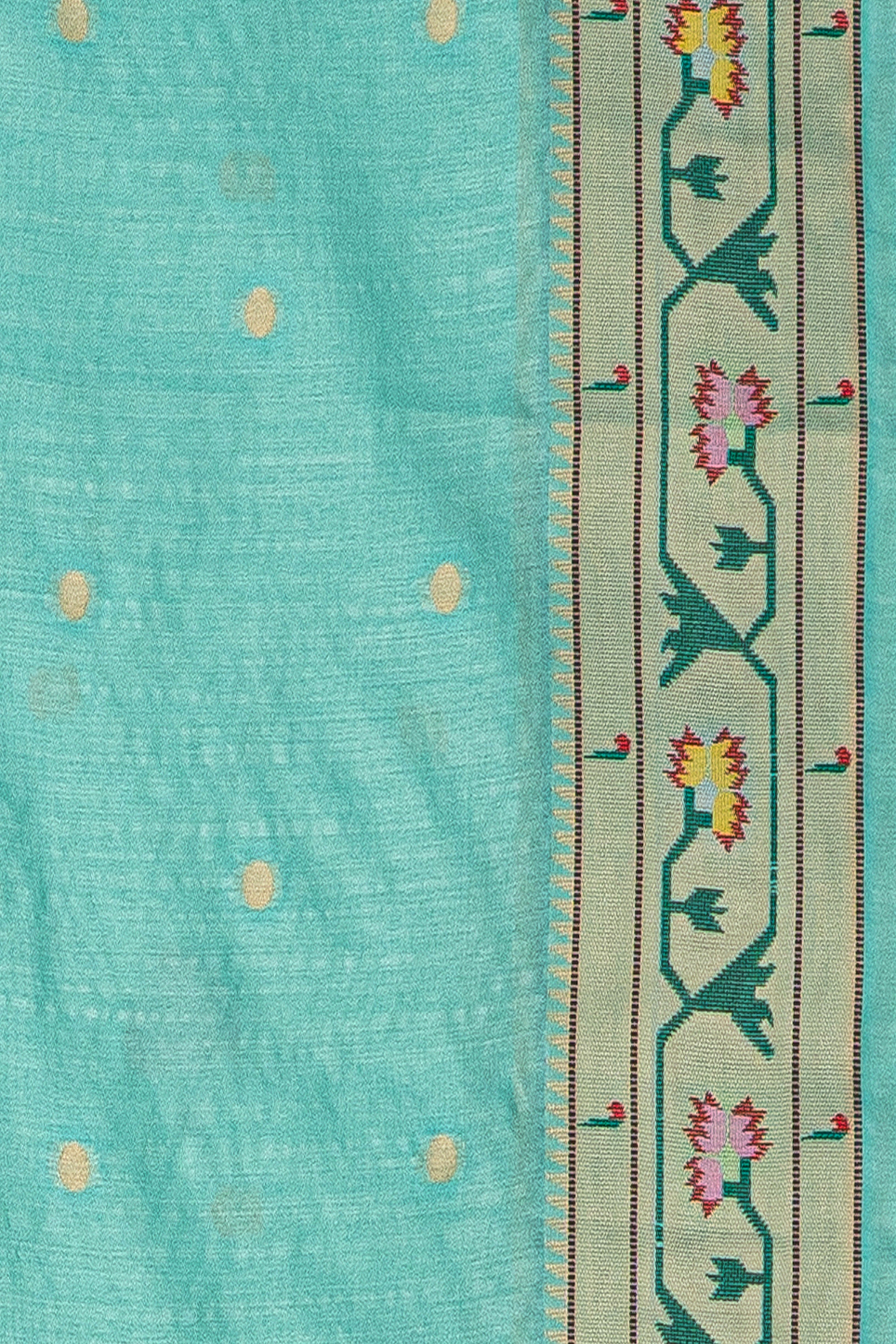 Sea Green Tussar Silk Paithani Saree with Asawali Border
