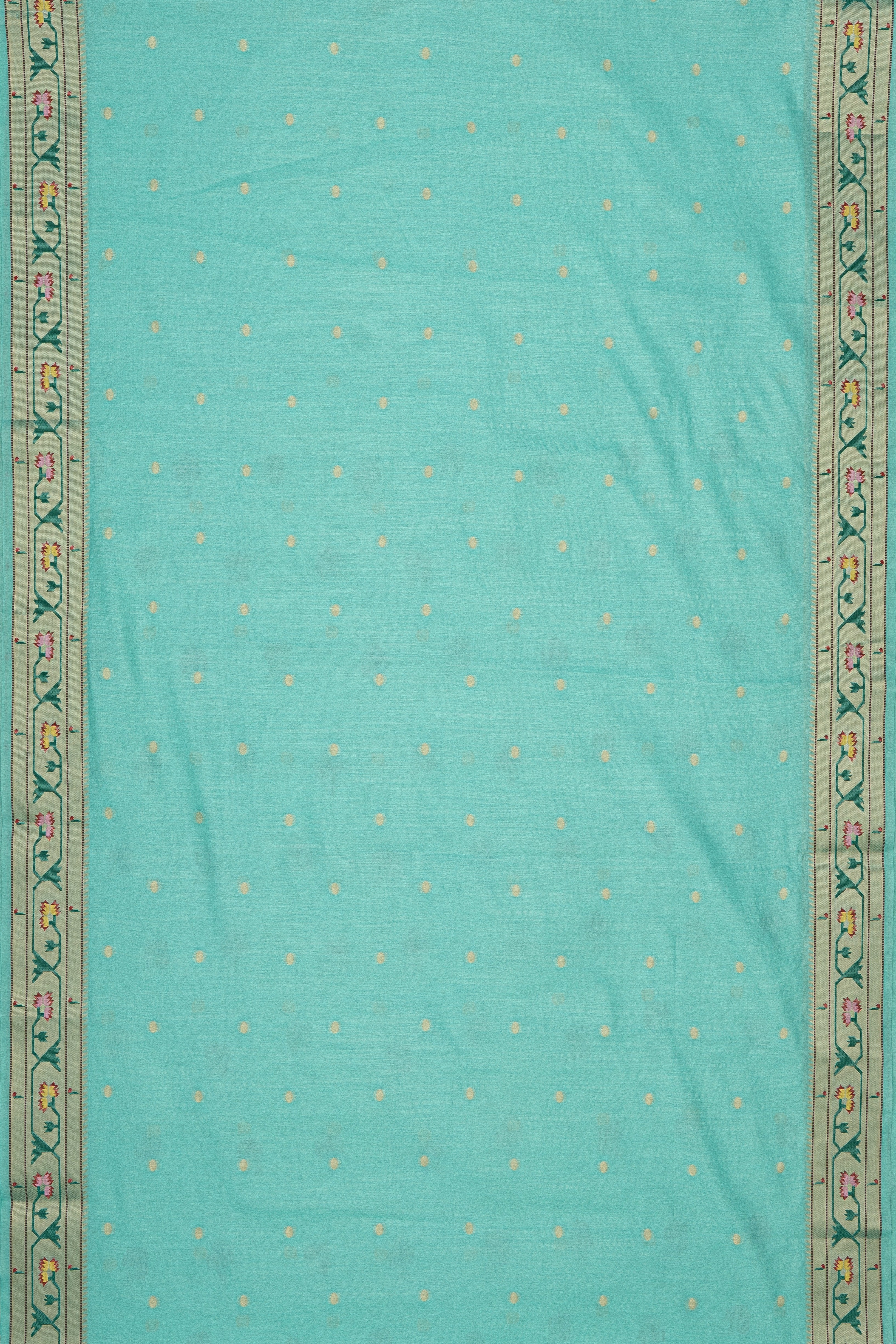 Sea Green Tussar Silk Paithani Saree with Asawali Border