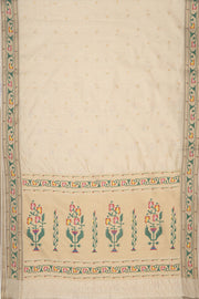 Cream Tussar Silk Paithani Saree with Asawali Border