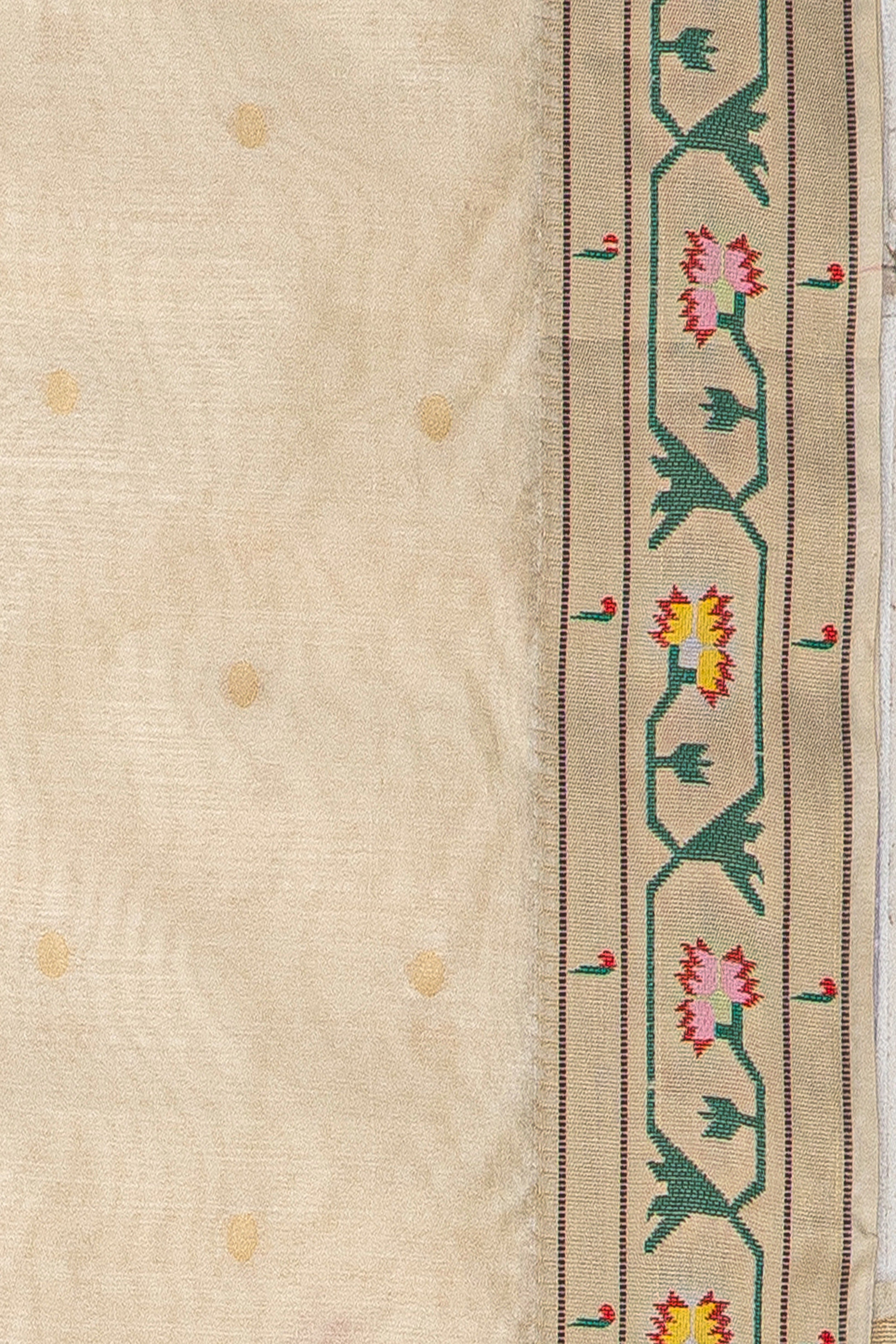 Cream Tussar Silk Paithani Saree with Asawali Border