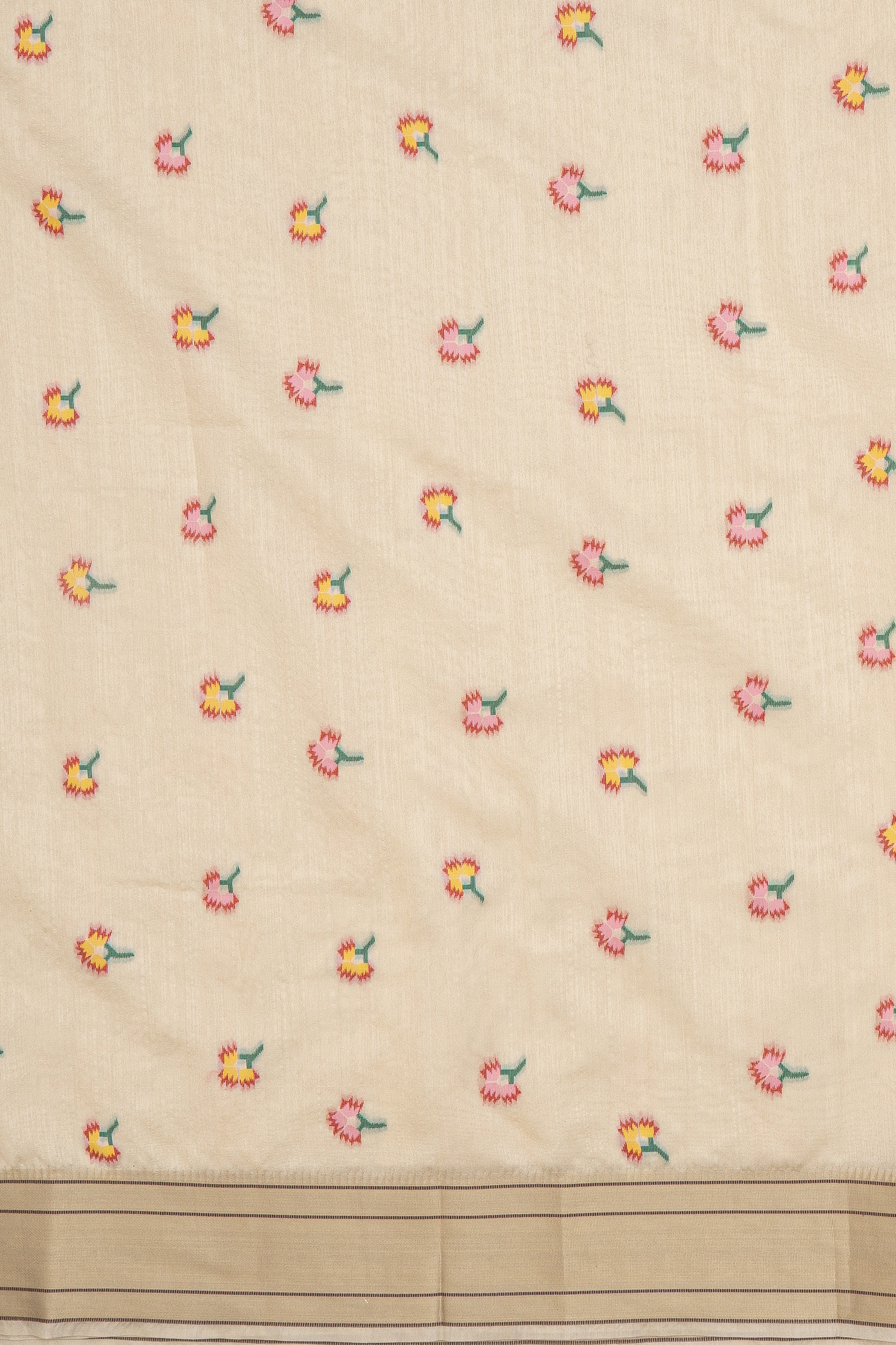 Cream Tussar Silk Paithani Saree with Asawali Border