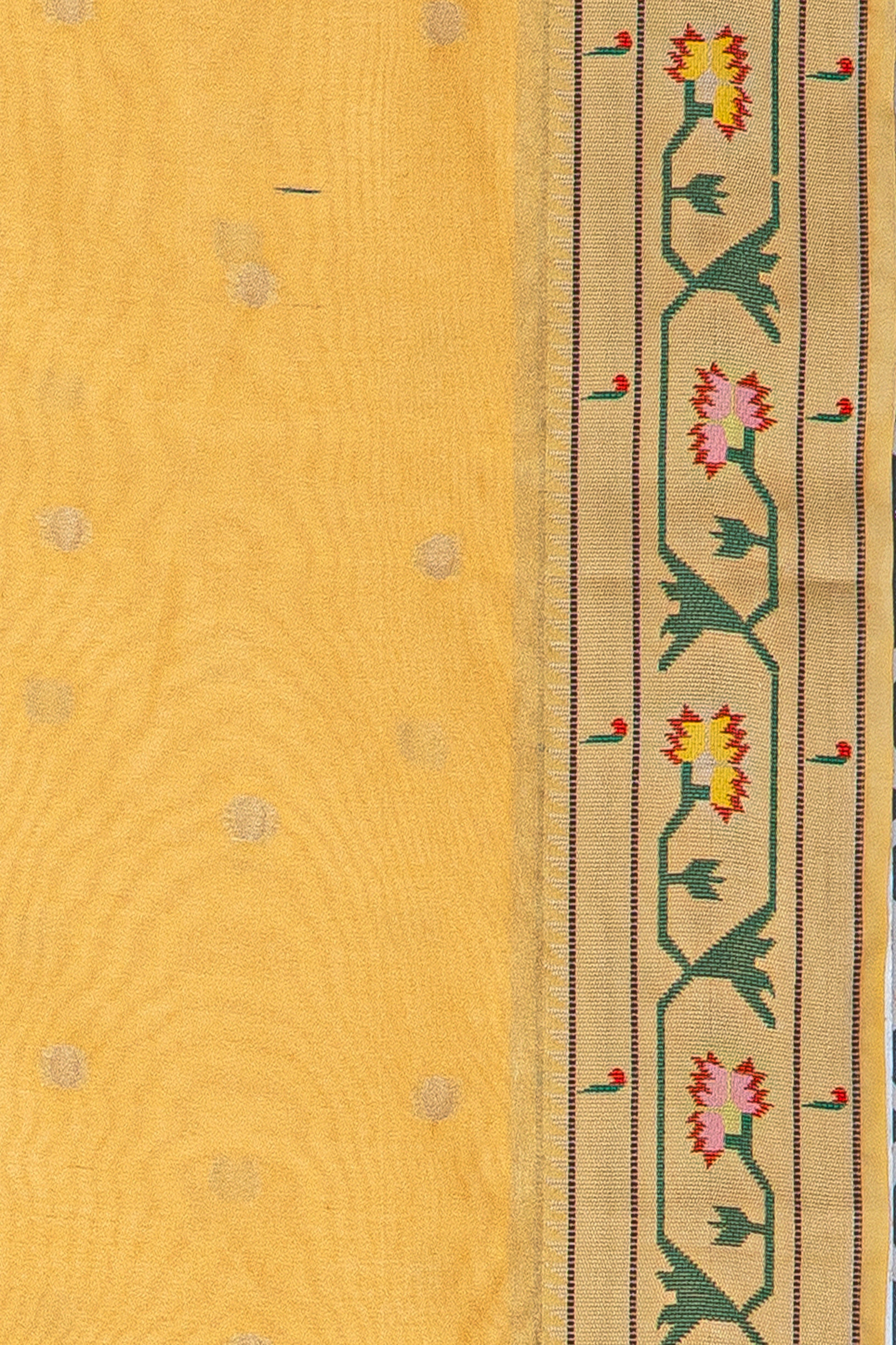 Yellow Tussar Silk Paithani Saree with Asawali Border