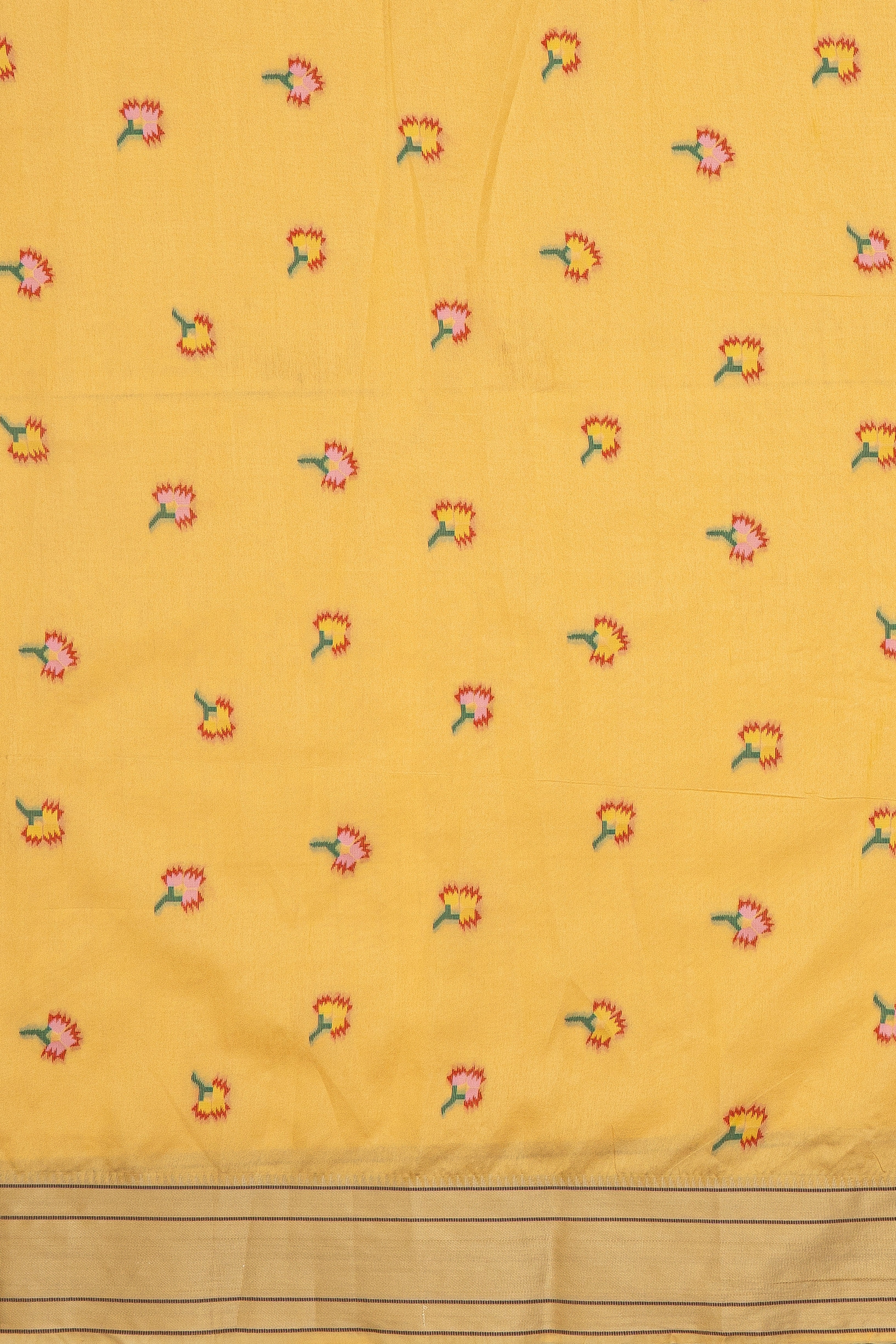 Yellow Tussar Silk Paithani Saree with Asawali Border