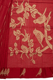 Red Tussar Silk Saree