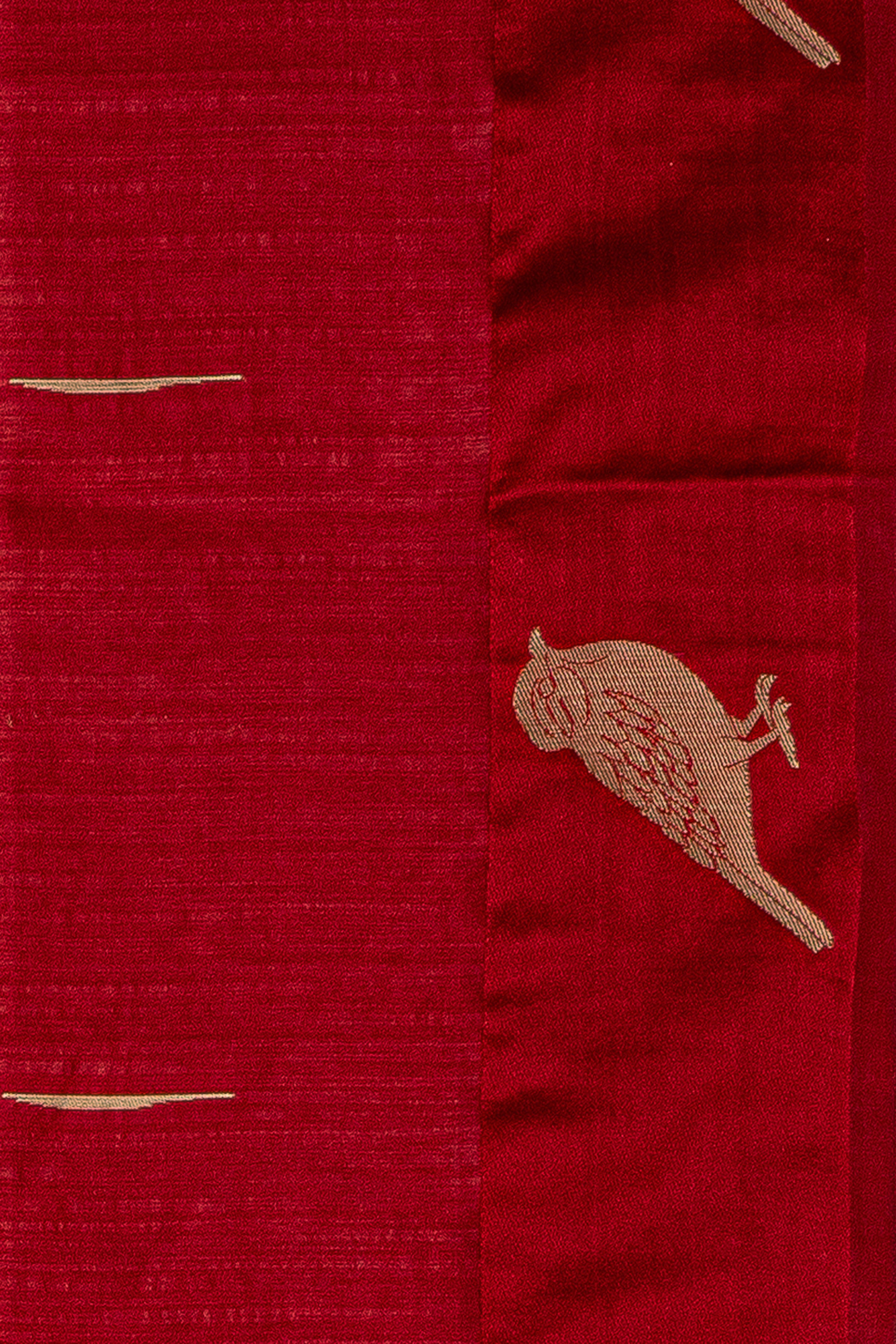 Red Tussar Silk Saree
