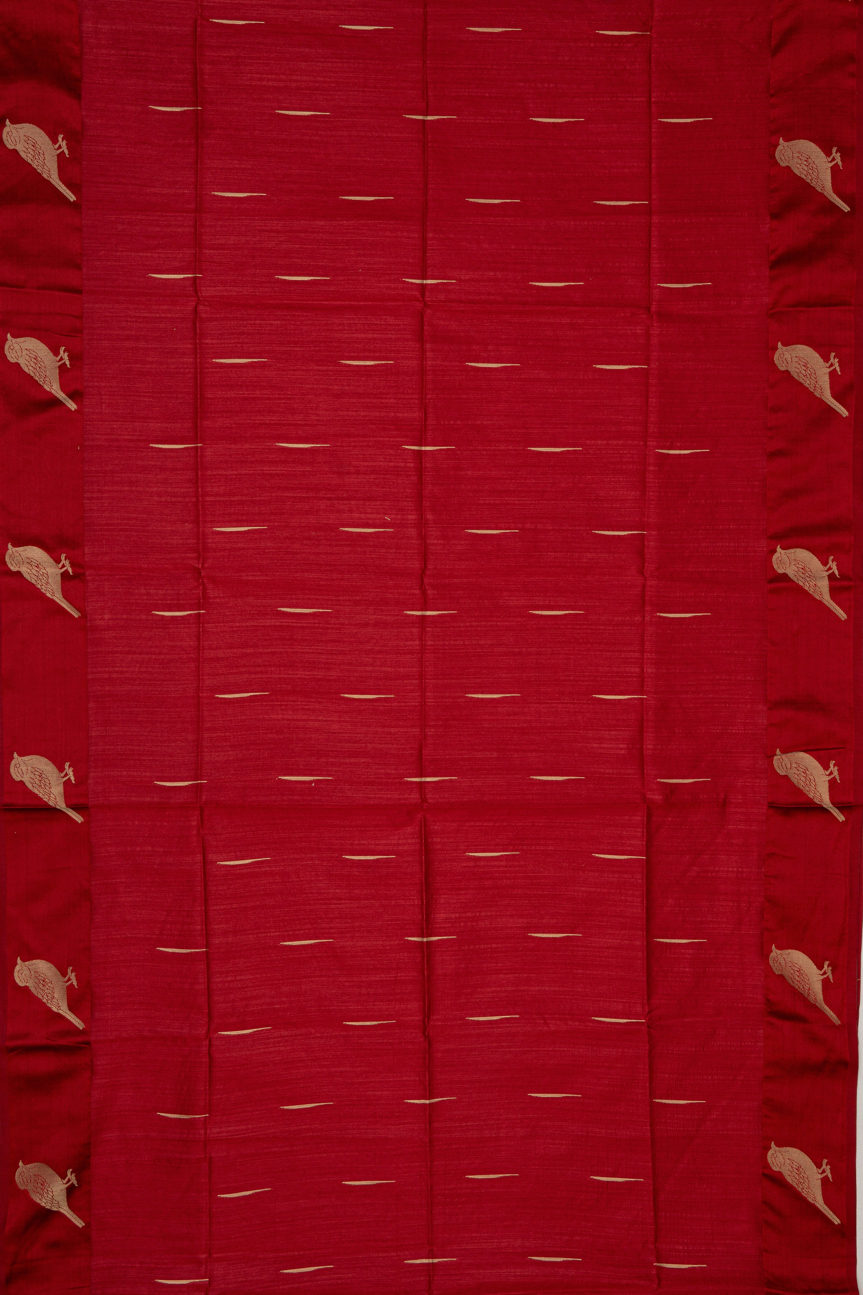 Red Tussar Silk Saree