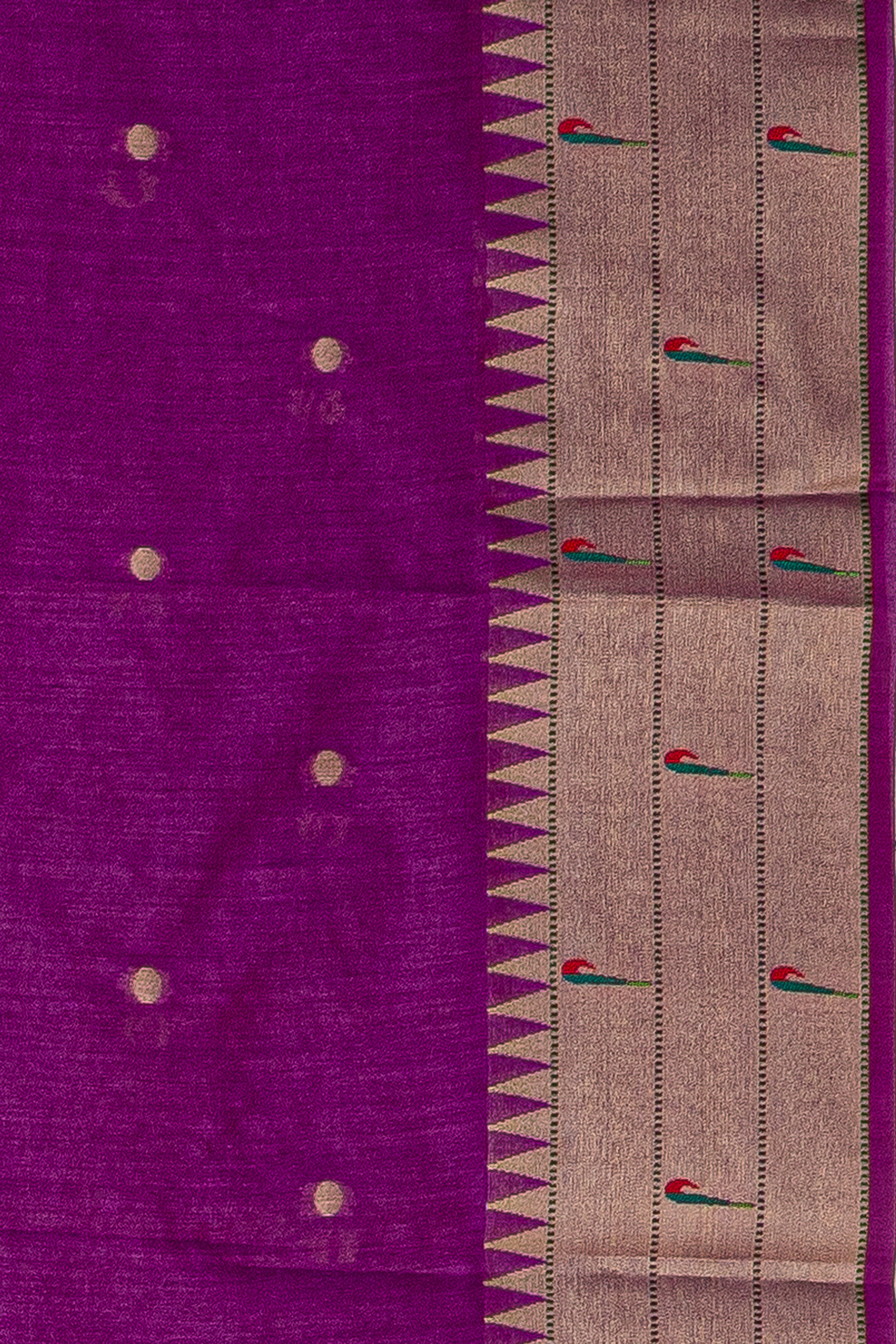 Purple Tussar Silk Paithani Saree with Triple Munya border