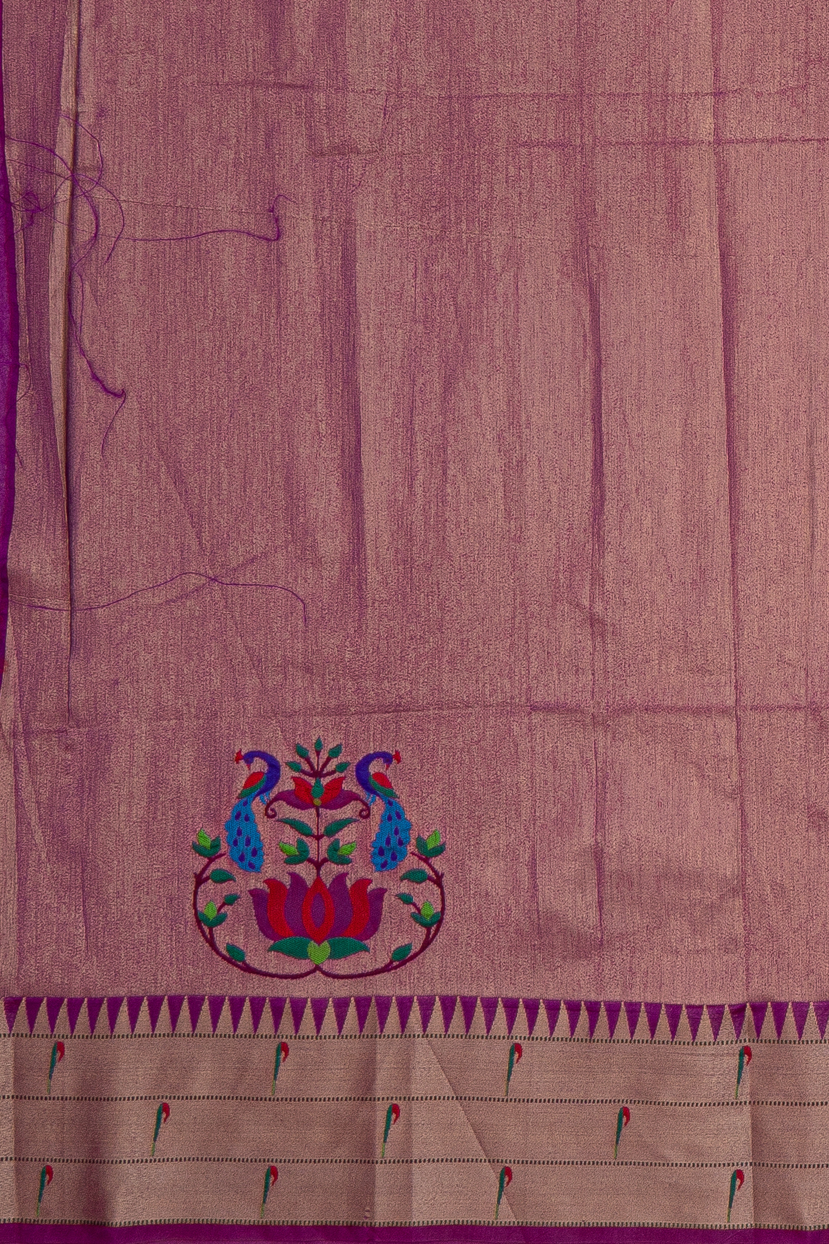 Purple Tussar Silk Paithani Saree with Triple Munya border