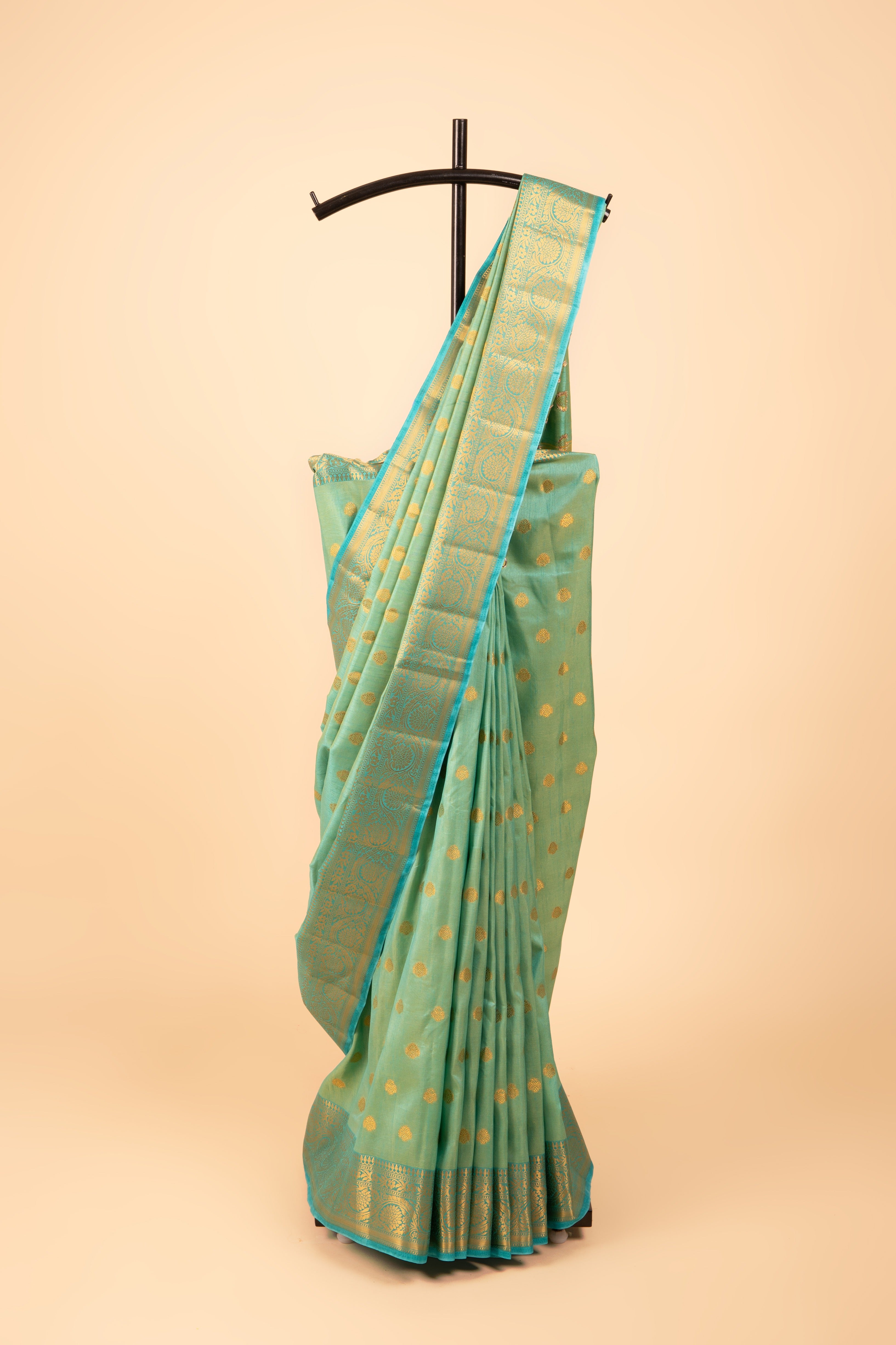 Sea Green Raw Silk Saree