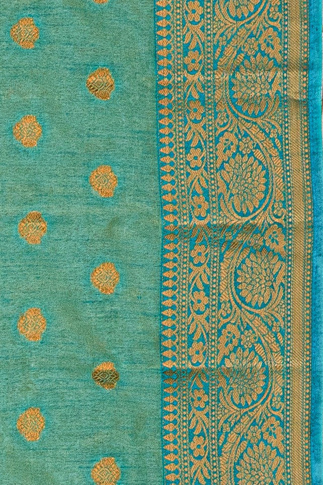 Sea Green Raw Silk Saree