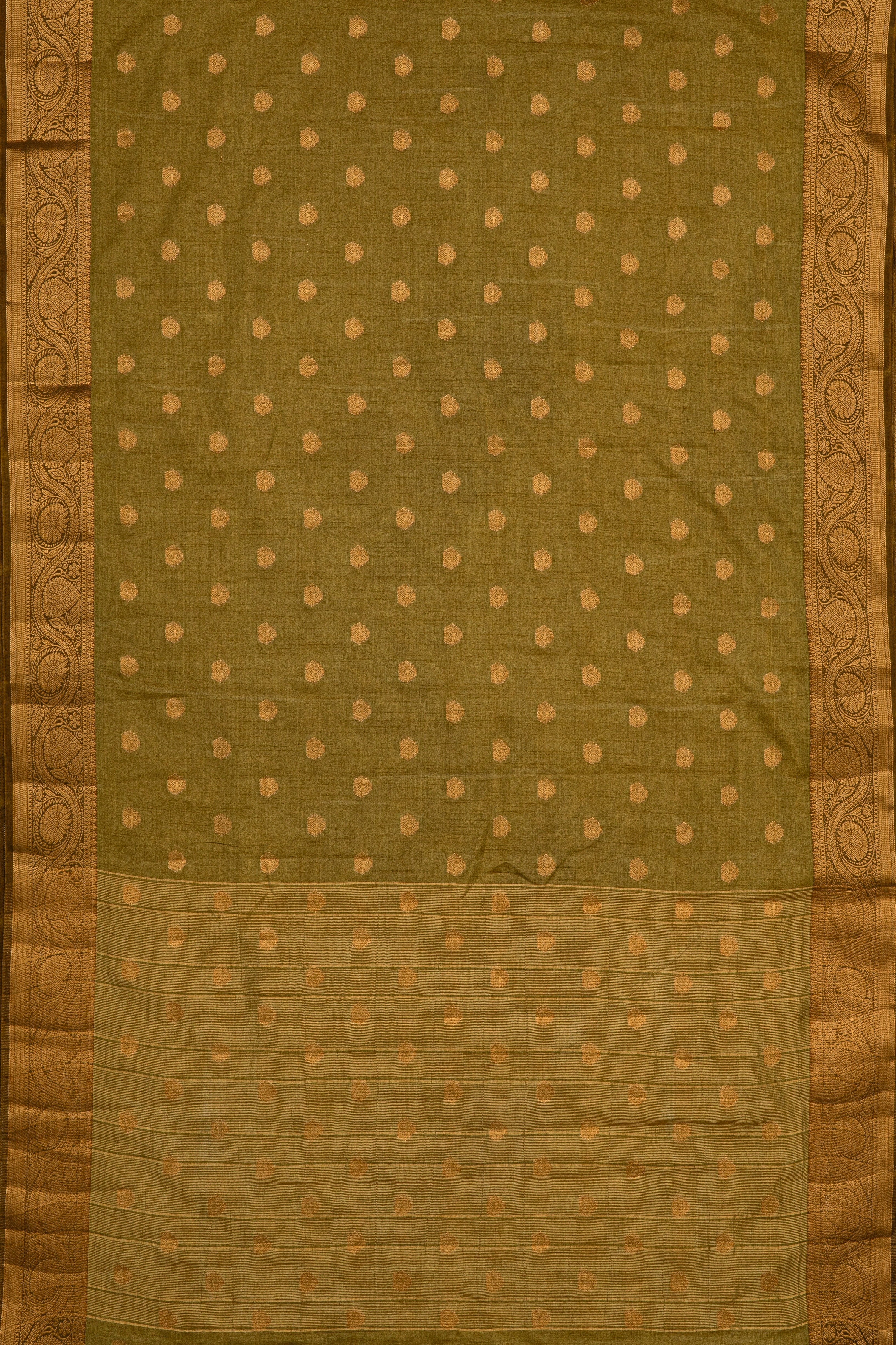 Olive Green Raw Silk Saree
