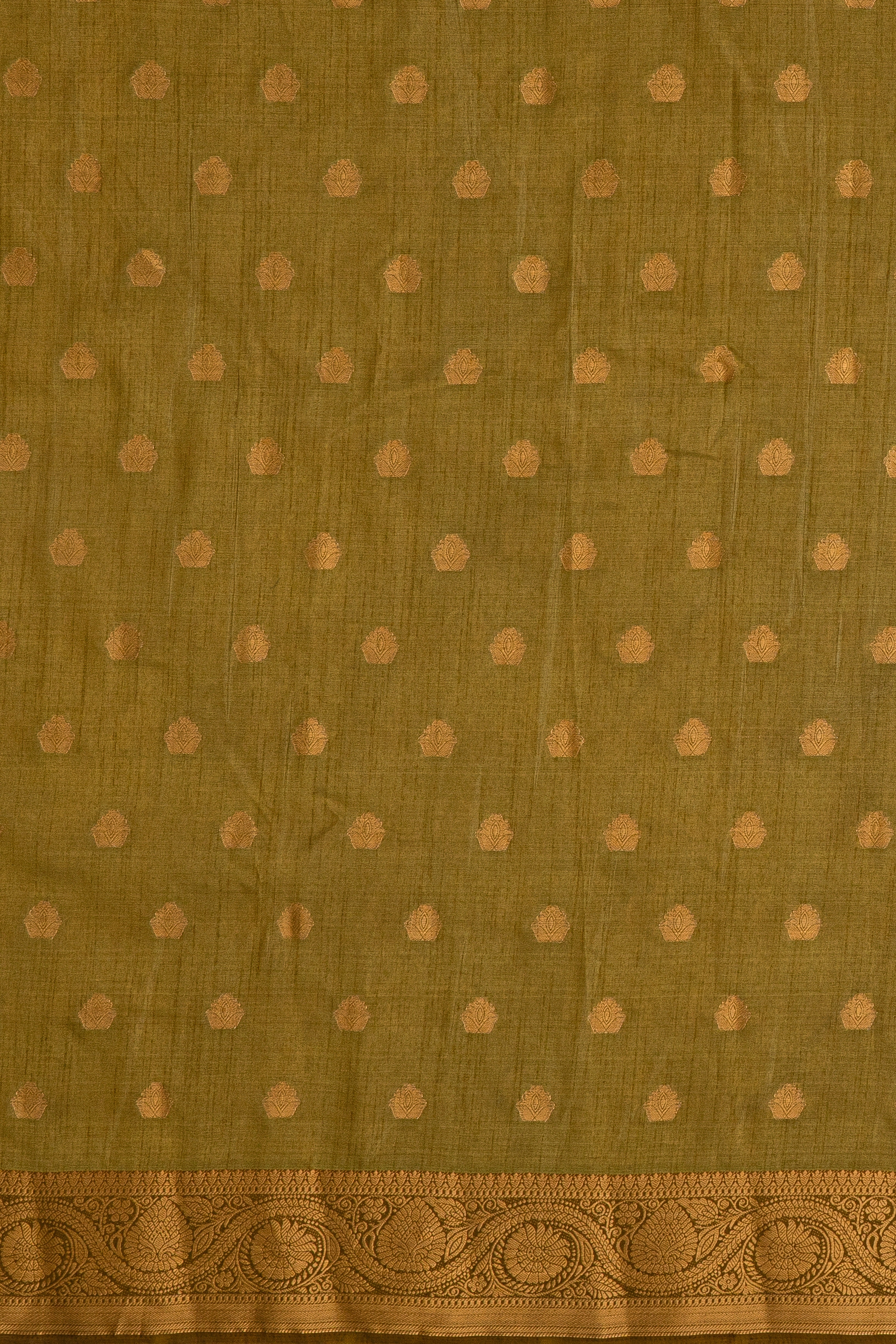 Olive Green Raw Silk Saree