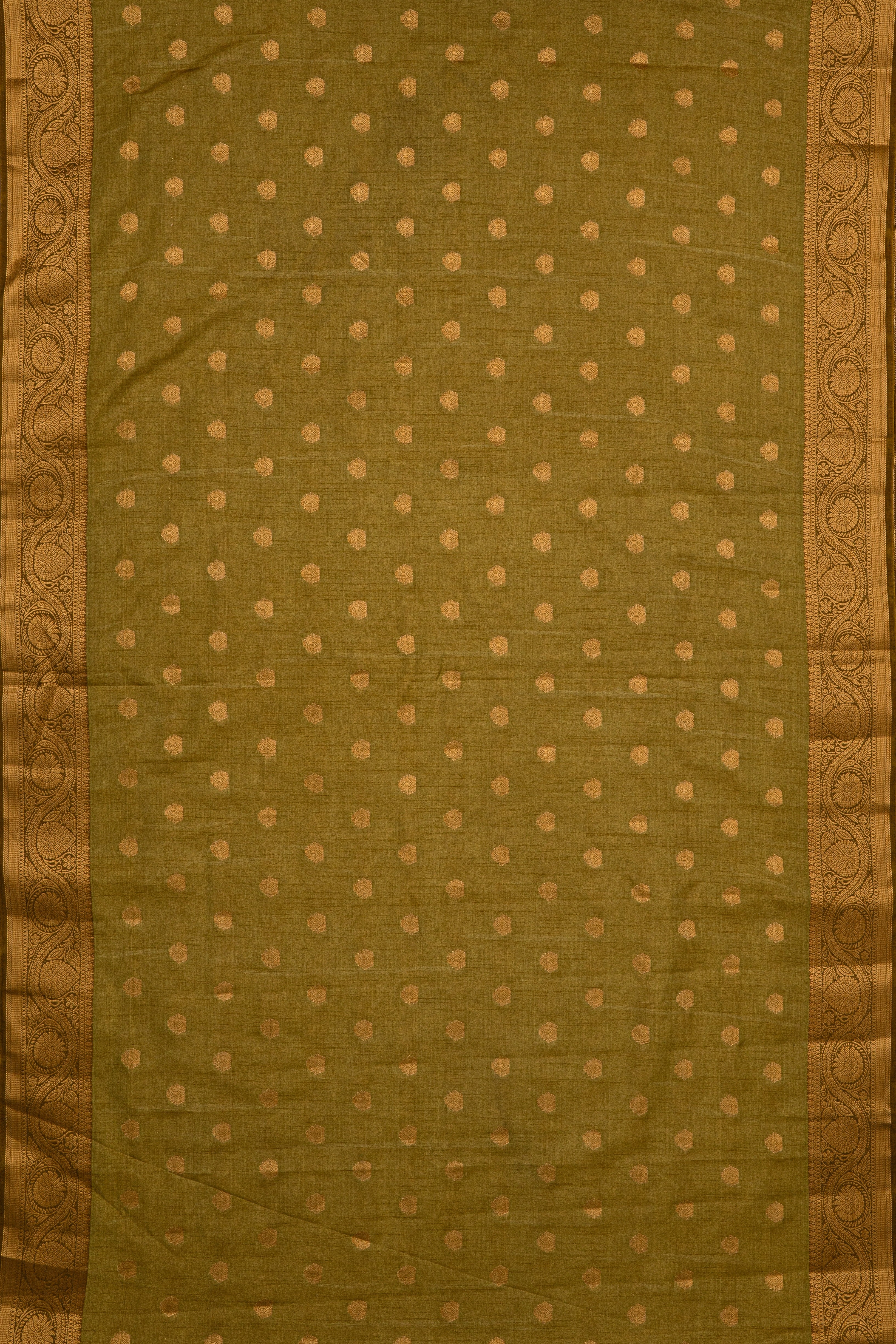 Olive Green Raw Silk Saree