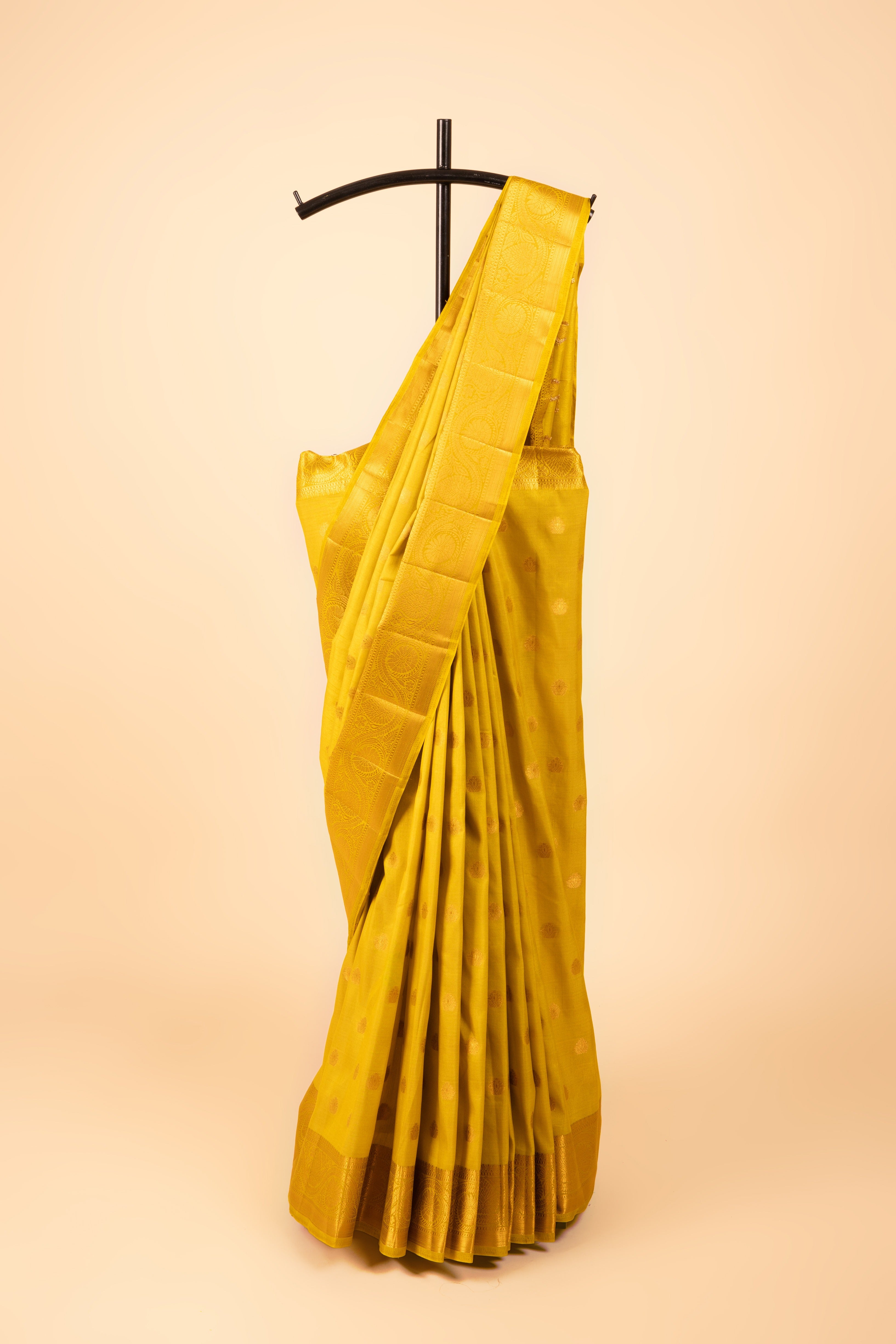 Lime Green Raw Silk Saree