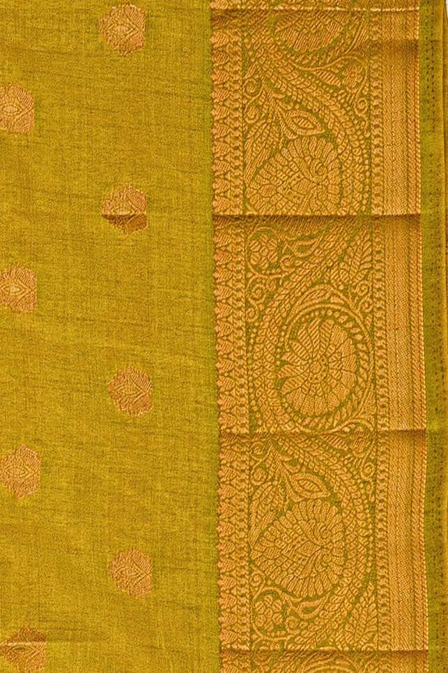 Lime Green Raw Silk Saree