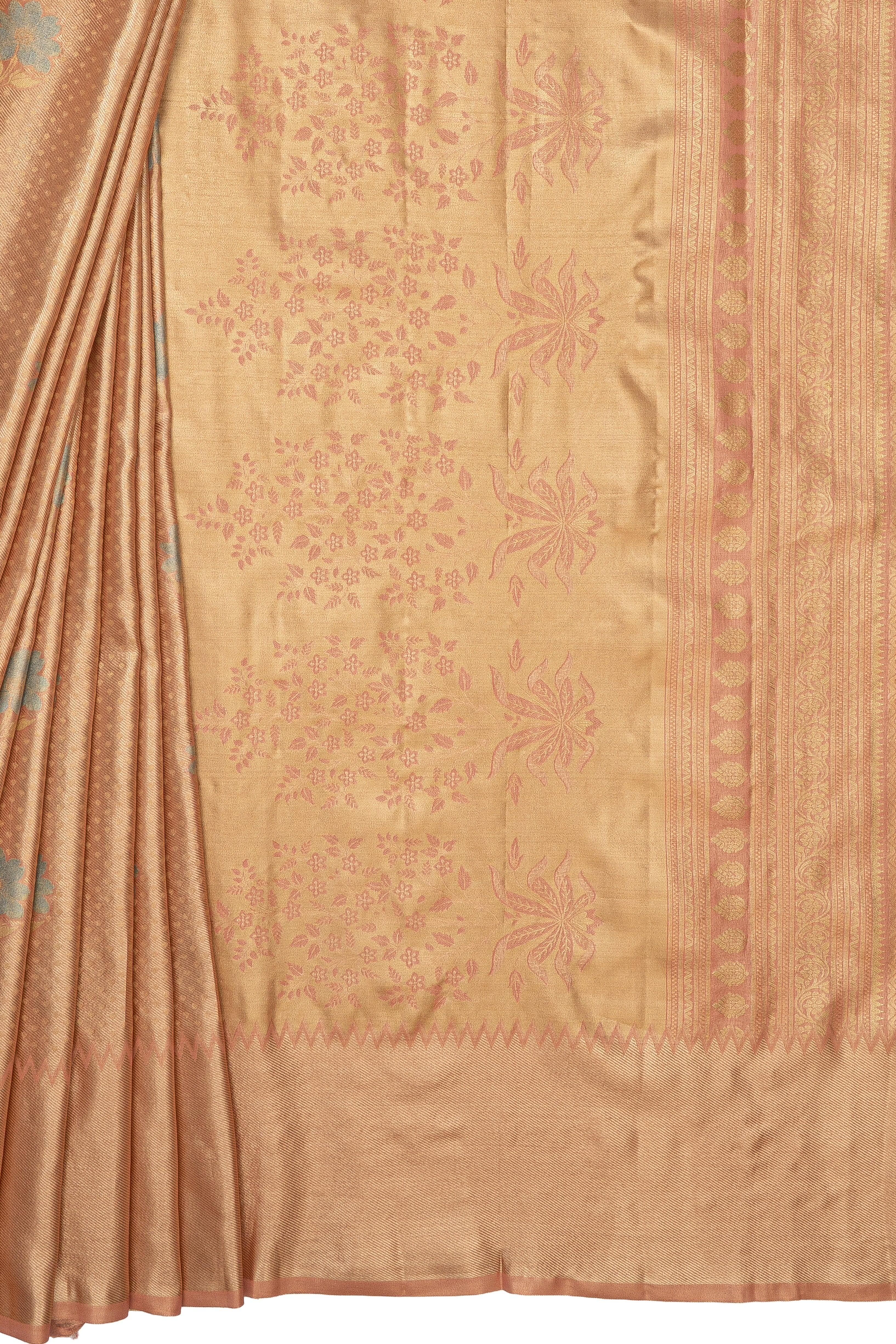 Peach Tissue Silk Kanchi Brocade Saree