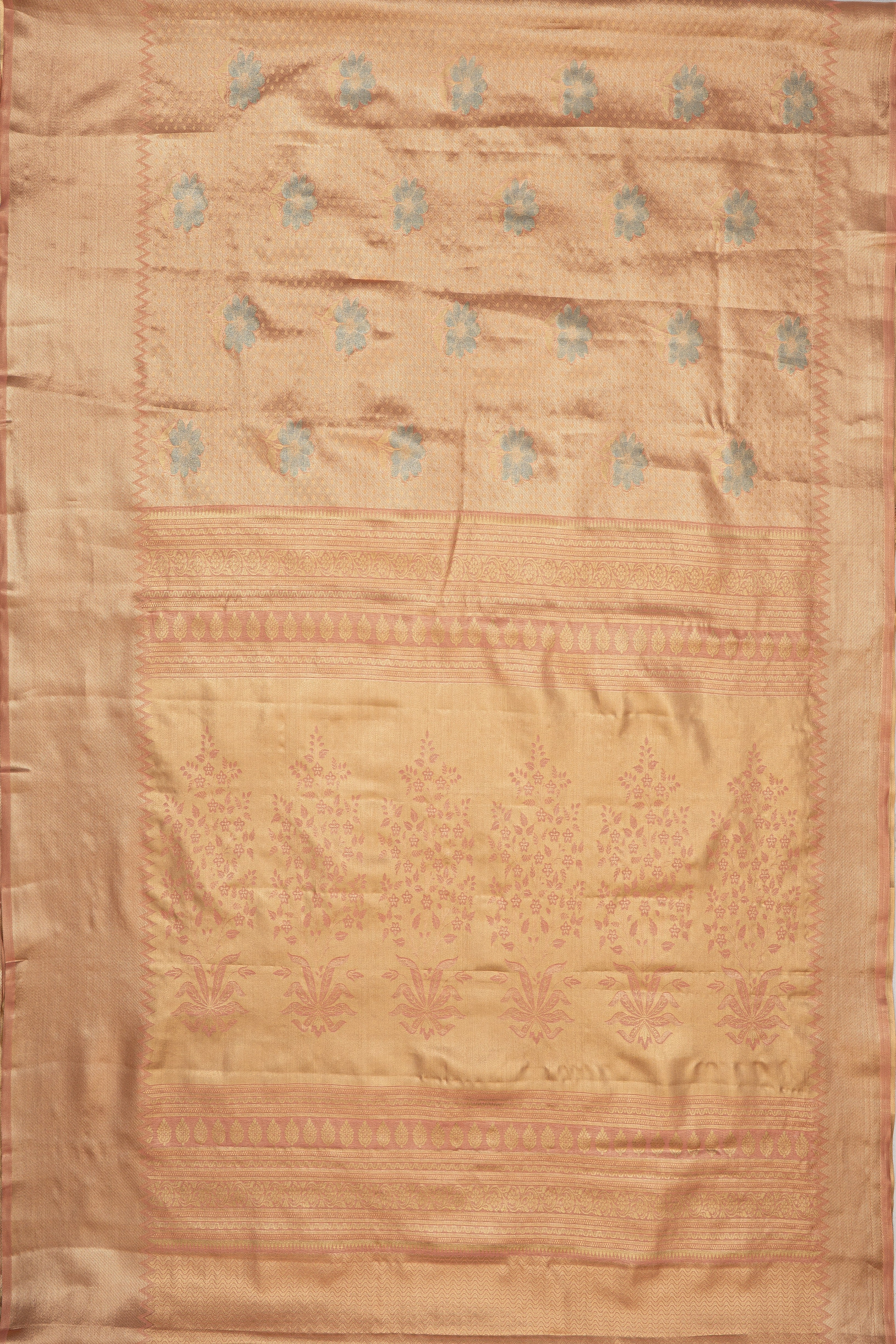 Peach Tissue Silk Kanchi Brocade Saree