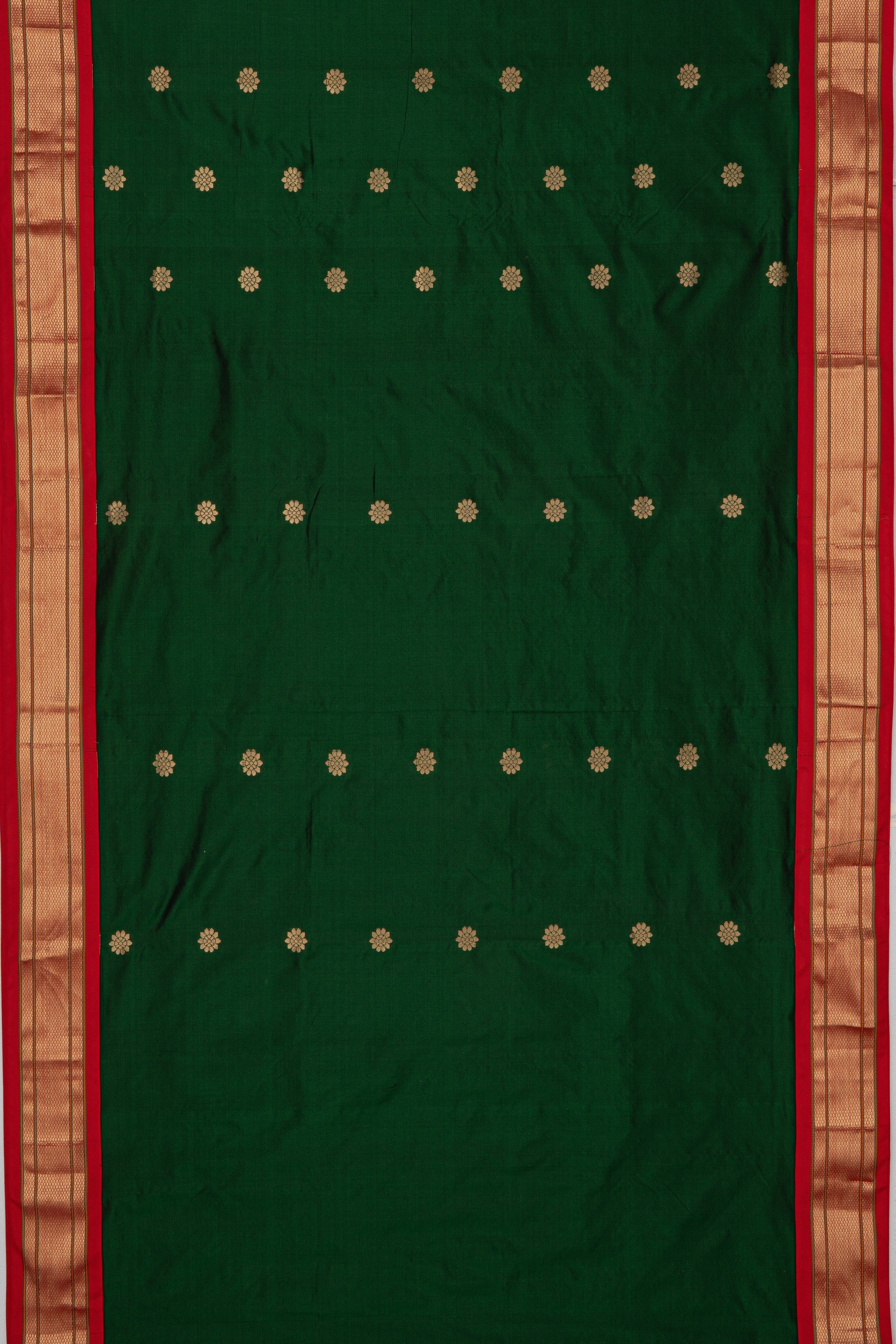 Bottle Green Pure Silk Kadiyal Paithani Saree