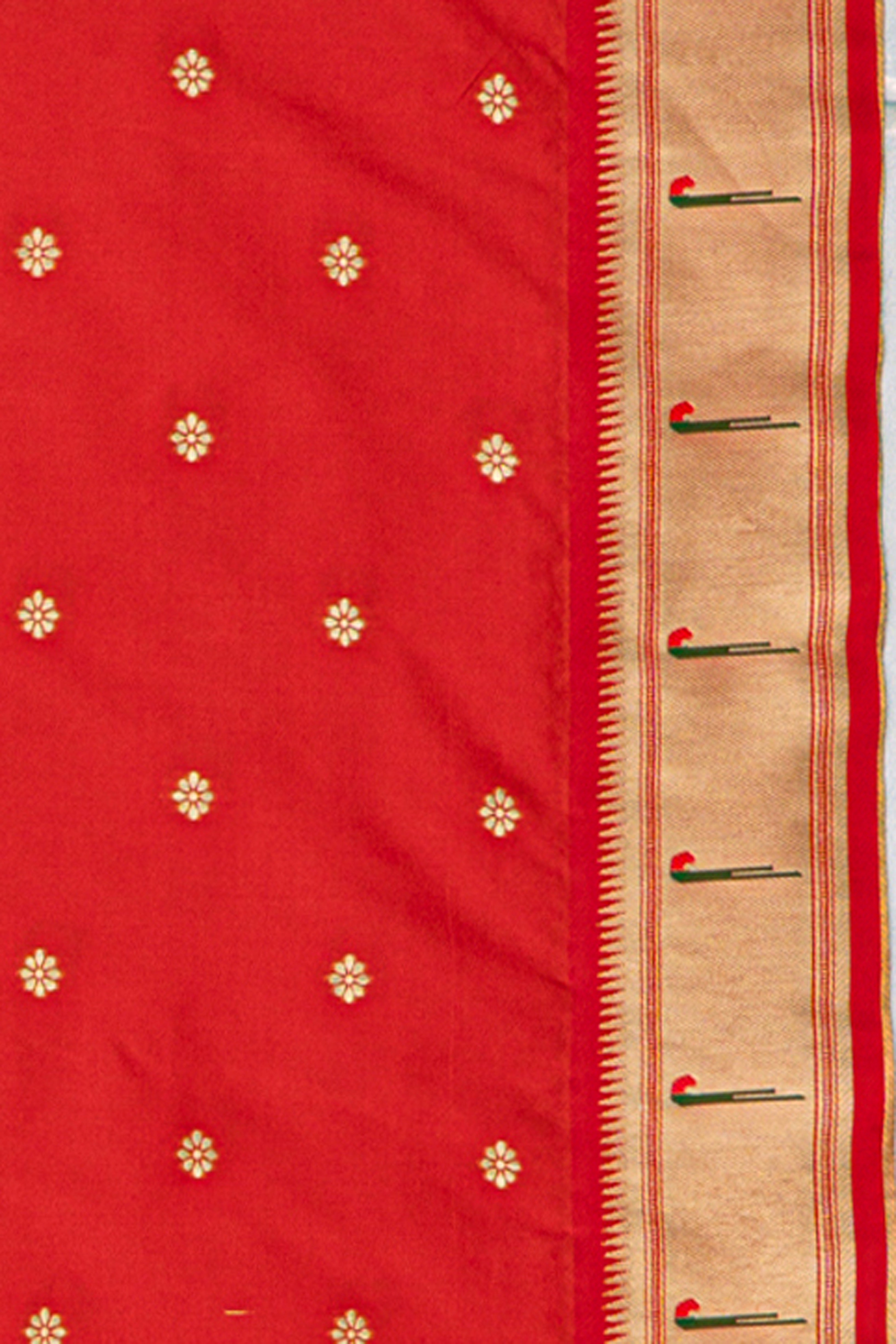 Red Katan Silk Pathani with Munya border