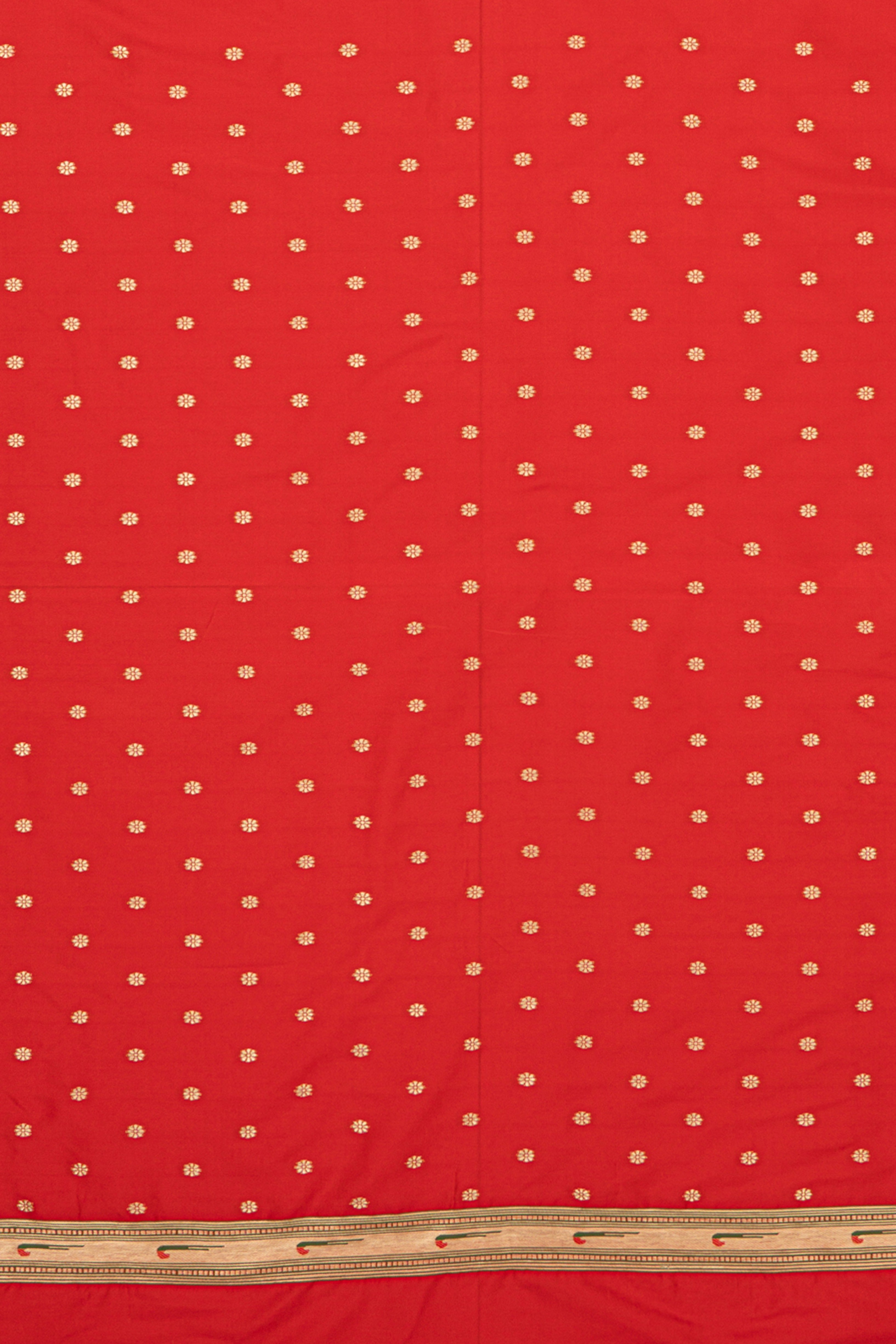 Red Katan Silk Pathani with Munya border
