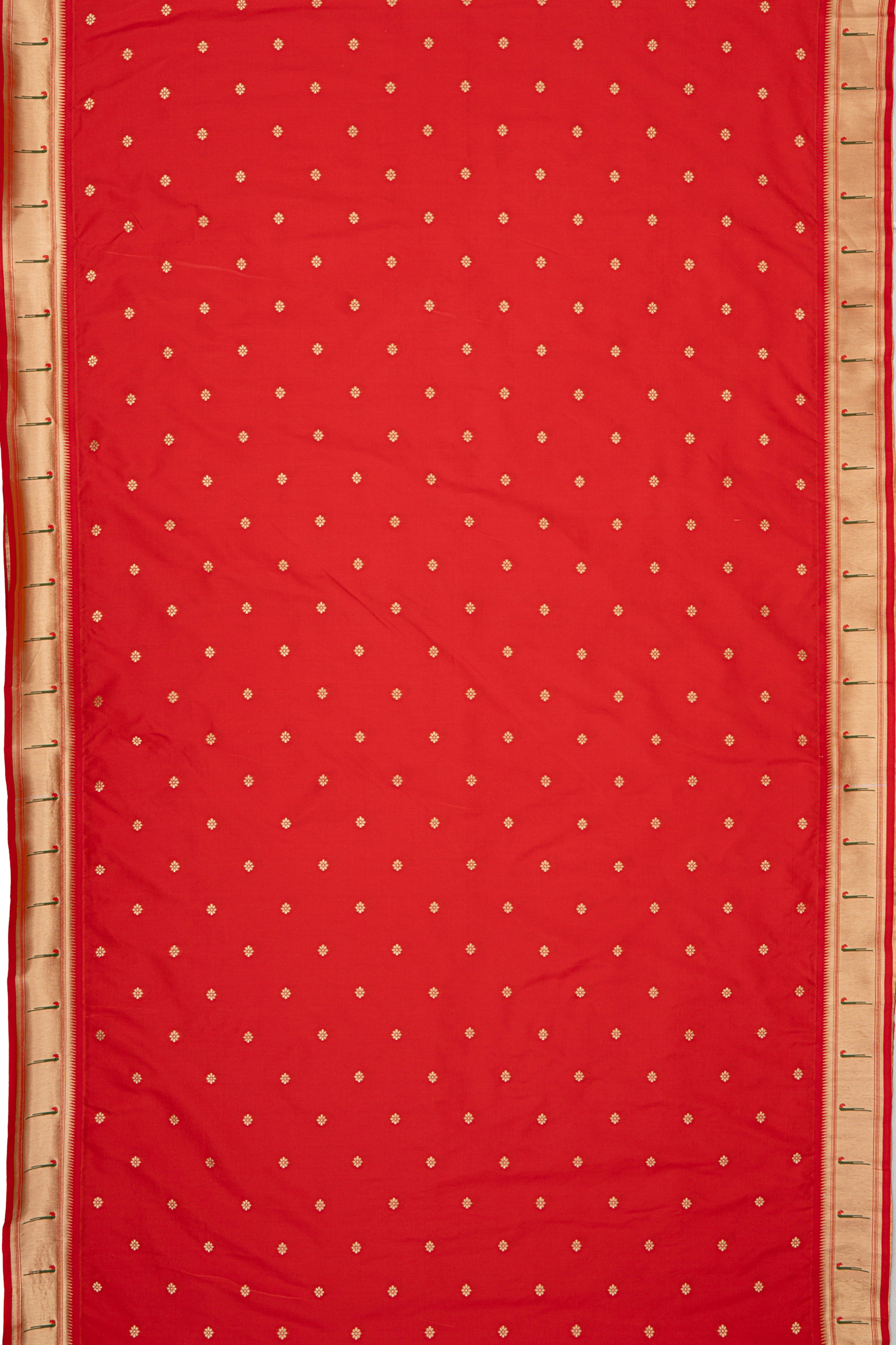 Red Katan Silk Pathani with Munya border