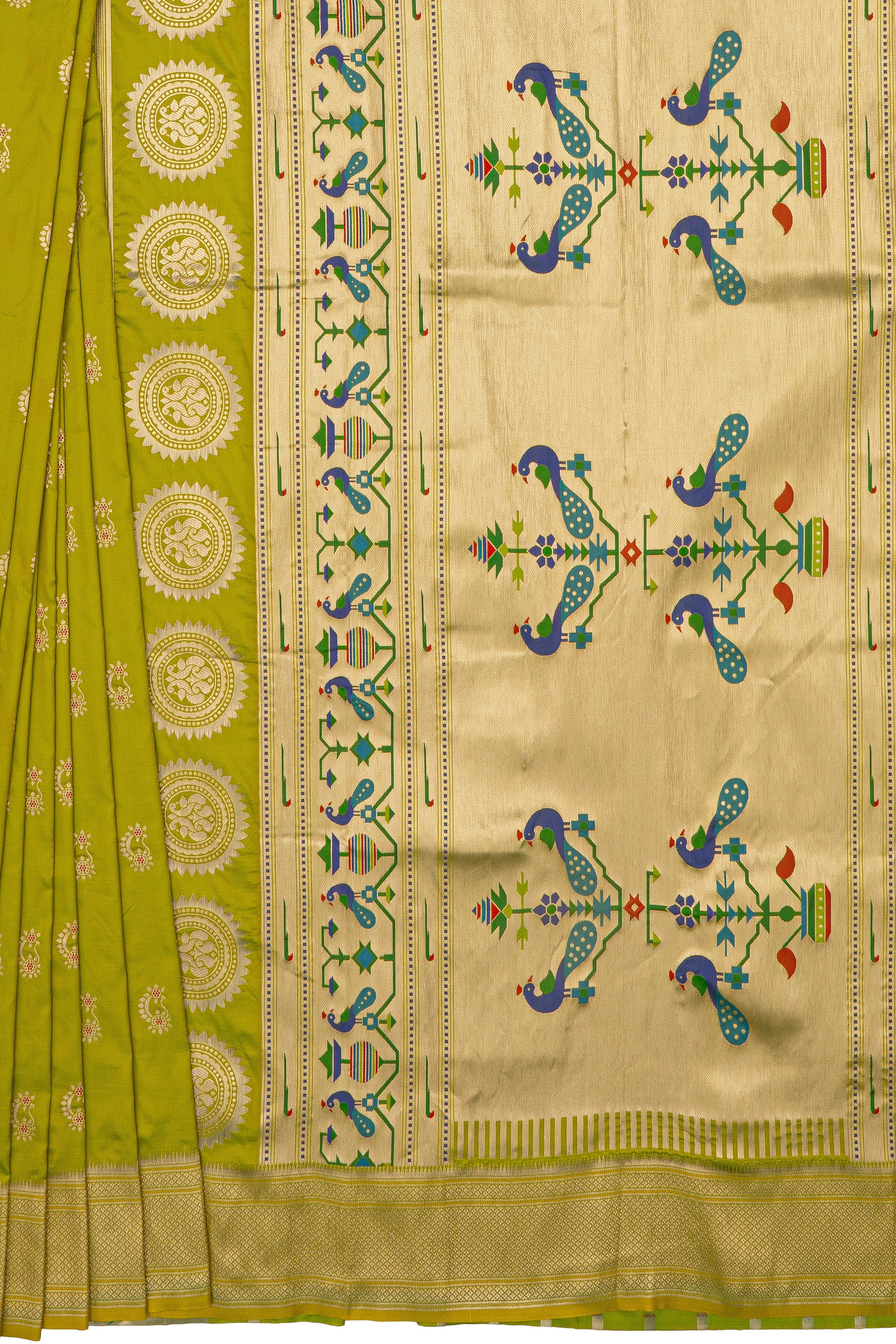 Lime Green Apurva Silk Nath Paithani Saree