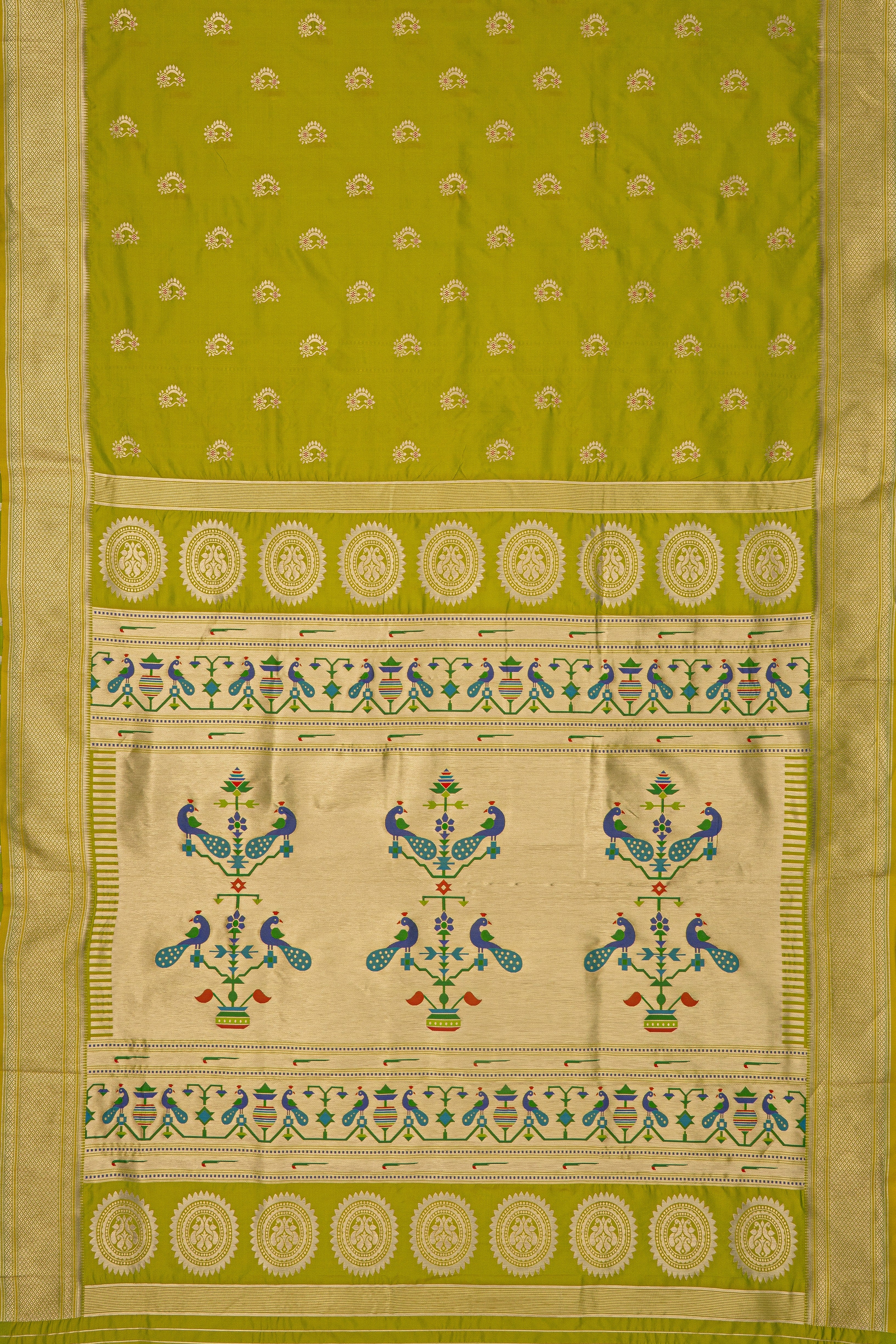 Lime Green Apurva Silk Nath Paithani Saree