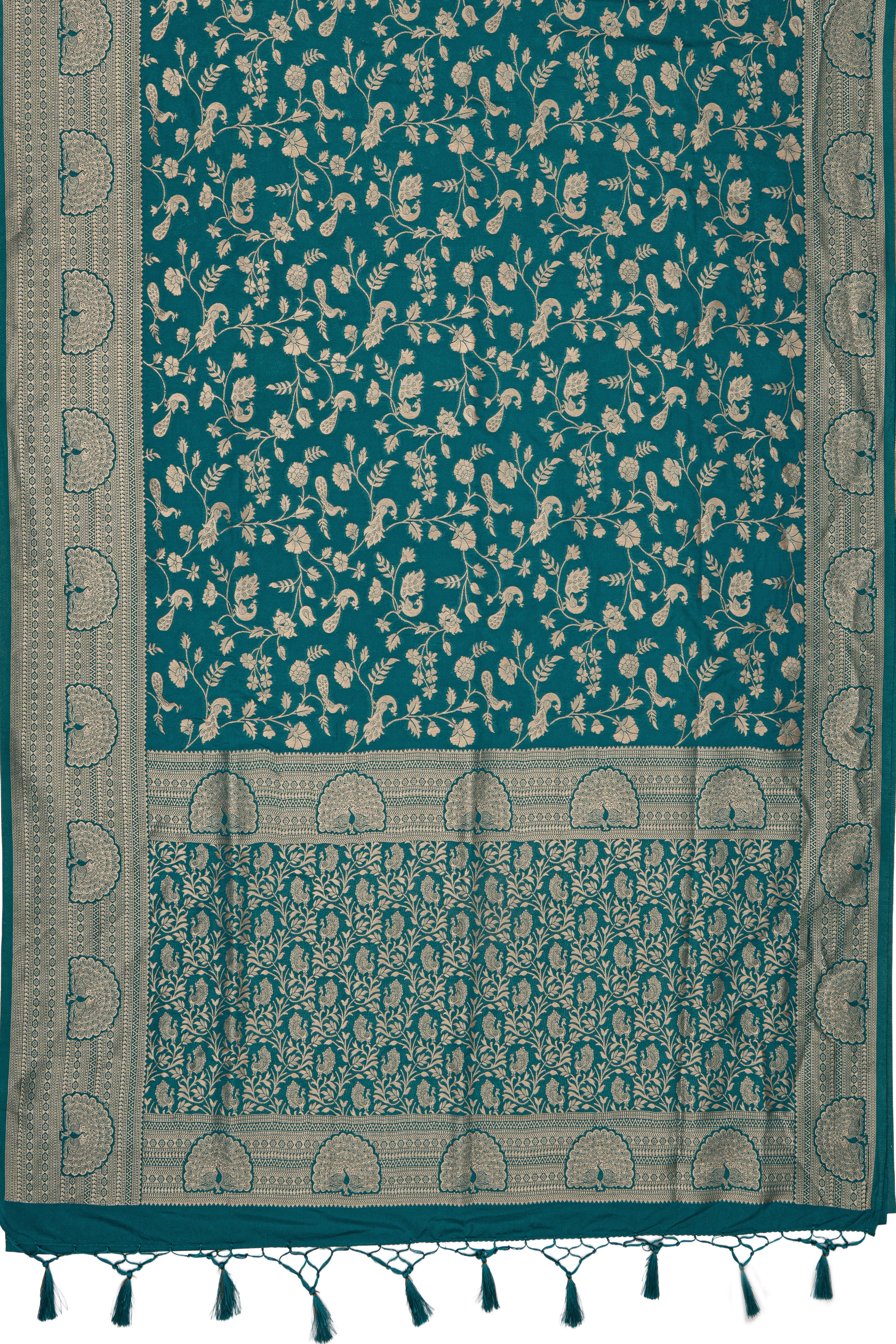 Peacock Blue Katan Silk Banarasi Brocade Saree