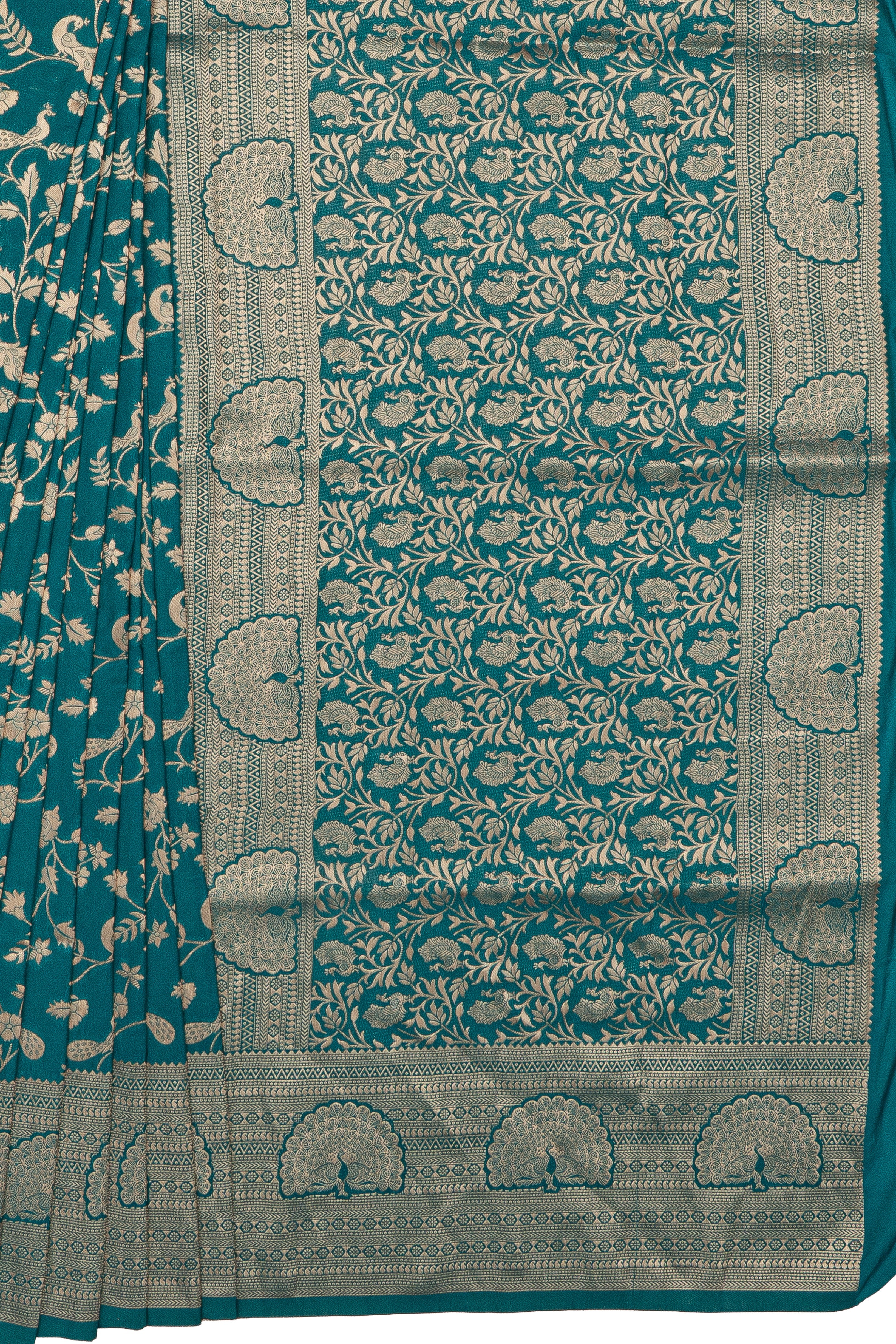 Peacock Blue Katan Silk Banarasi Brocade Saree