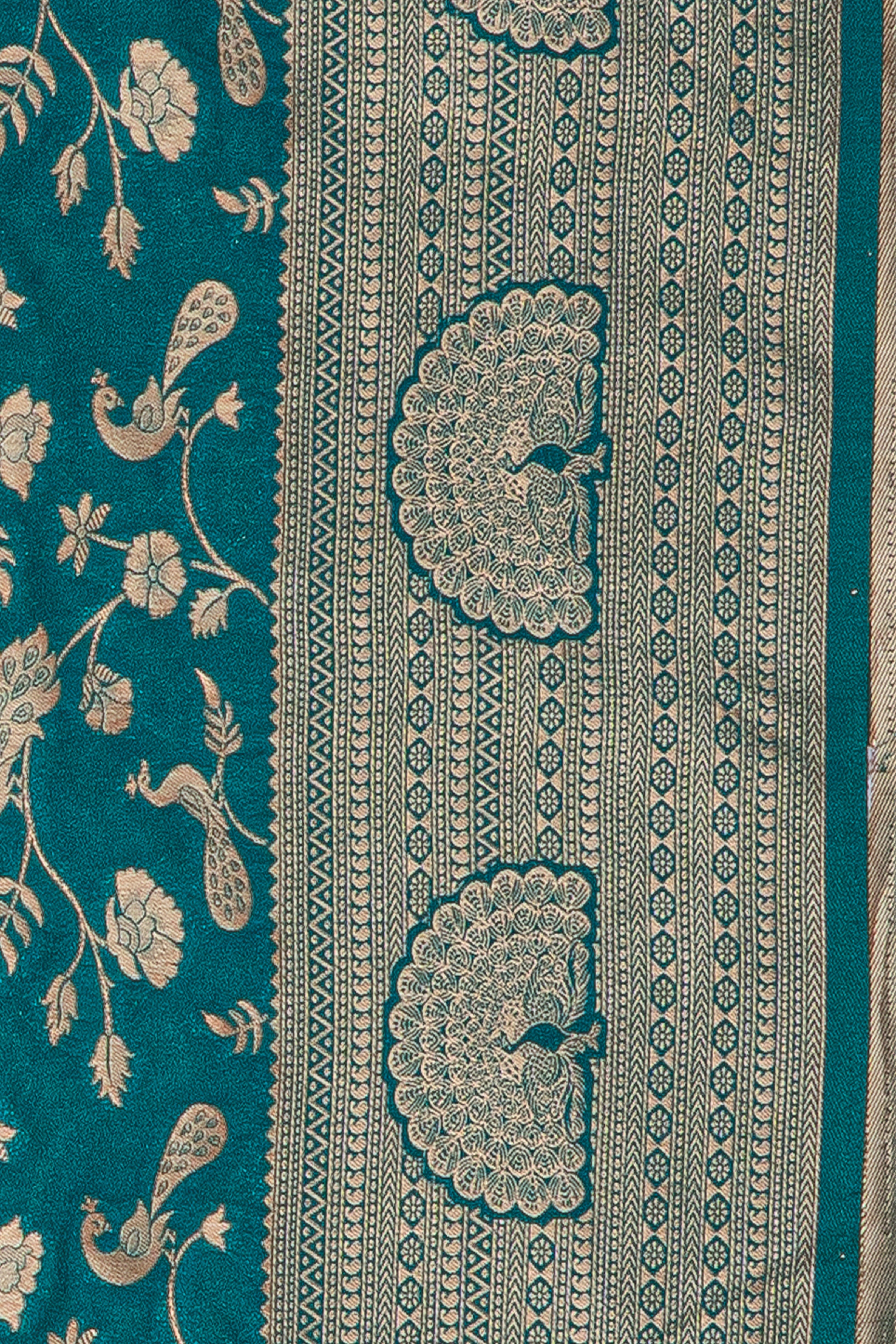 Peacock Blue Katan Silk Banarasi Brocade Saree
