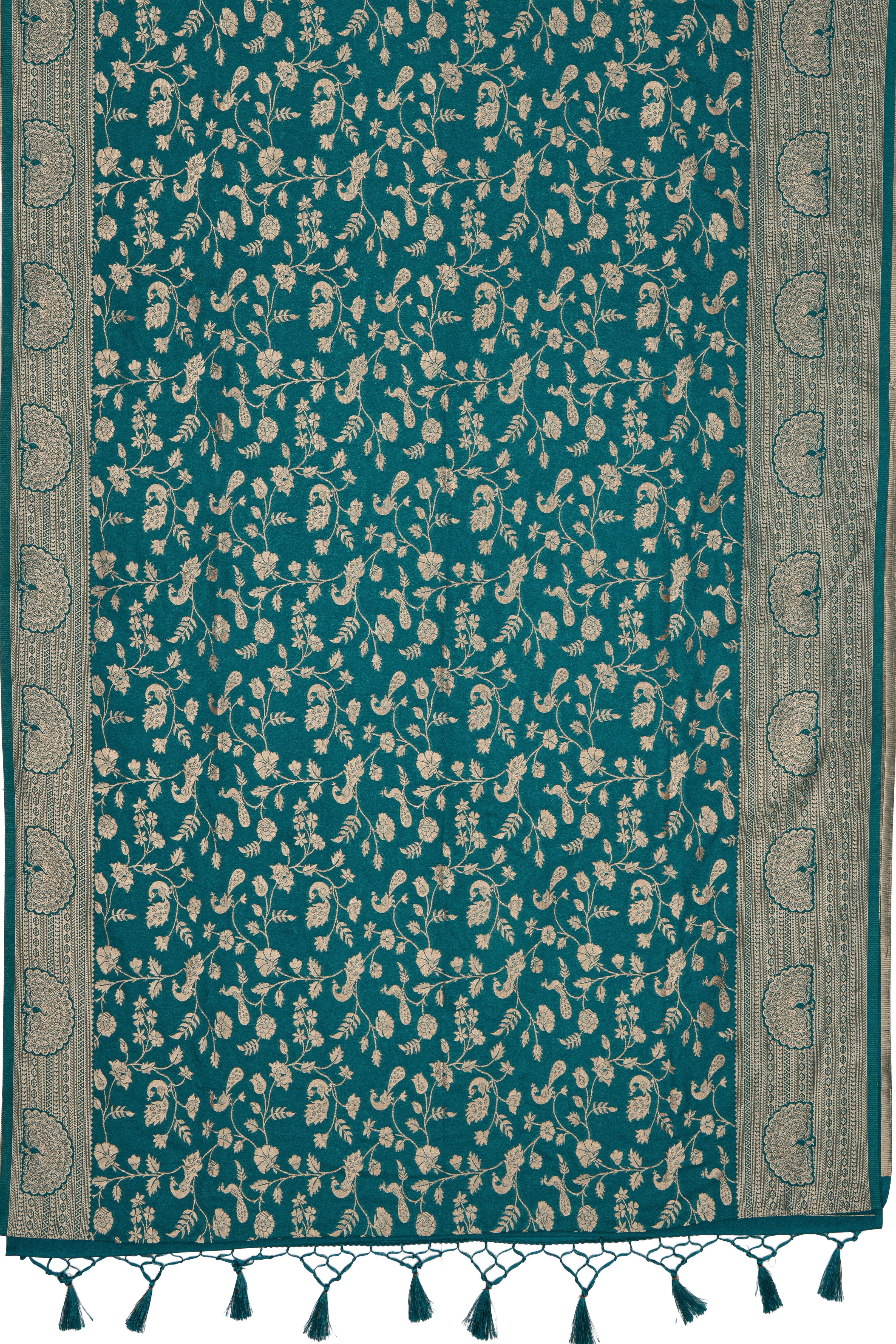 Peacock Blue Katan Silk Banarasi Brocade Saree